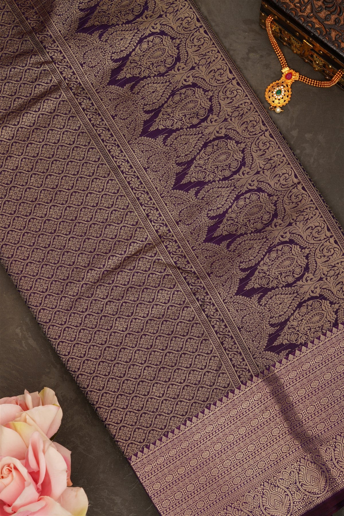 Semi Pattu Silk Blend Light Purple Saree