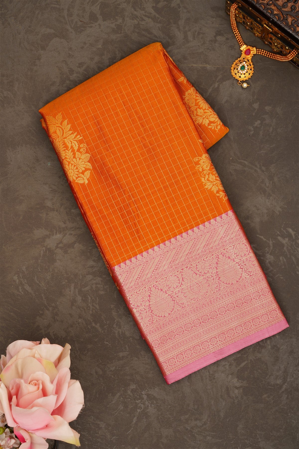 Semi Pattu Silk Blend Mustard Saree