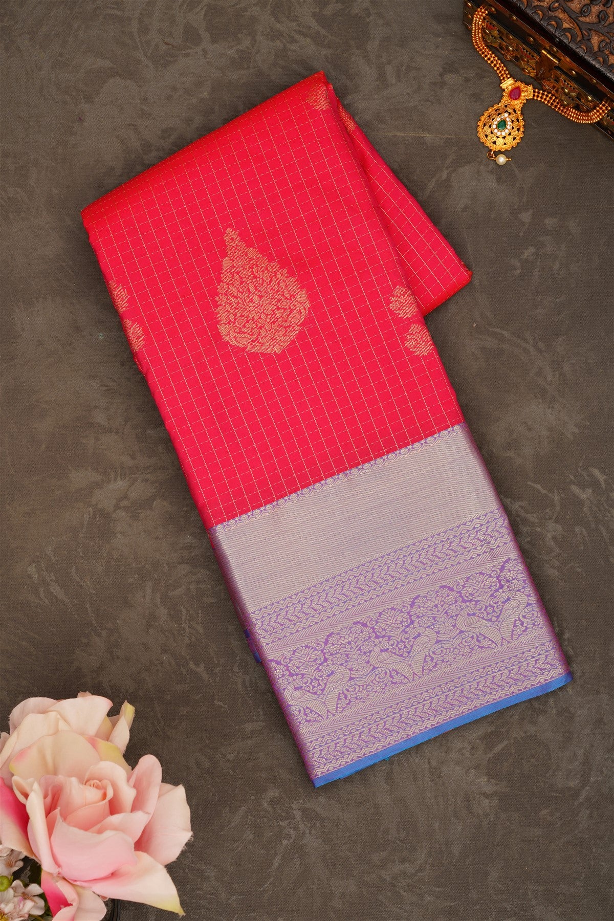Semi Pattu Silk Blend Pink Saree