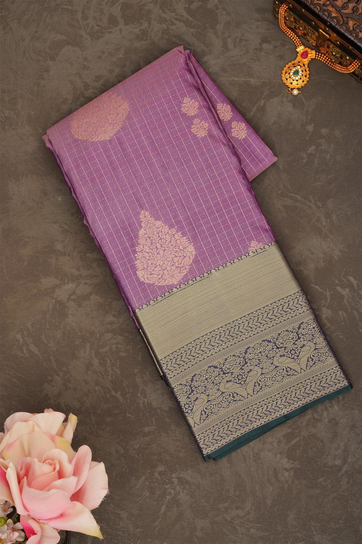 Semi Pattu Silk Blend Lavander Saree