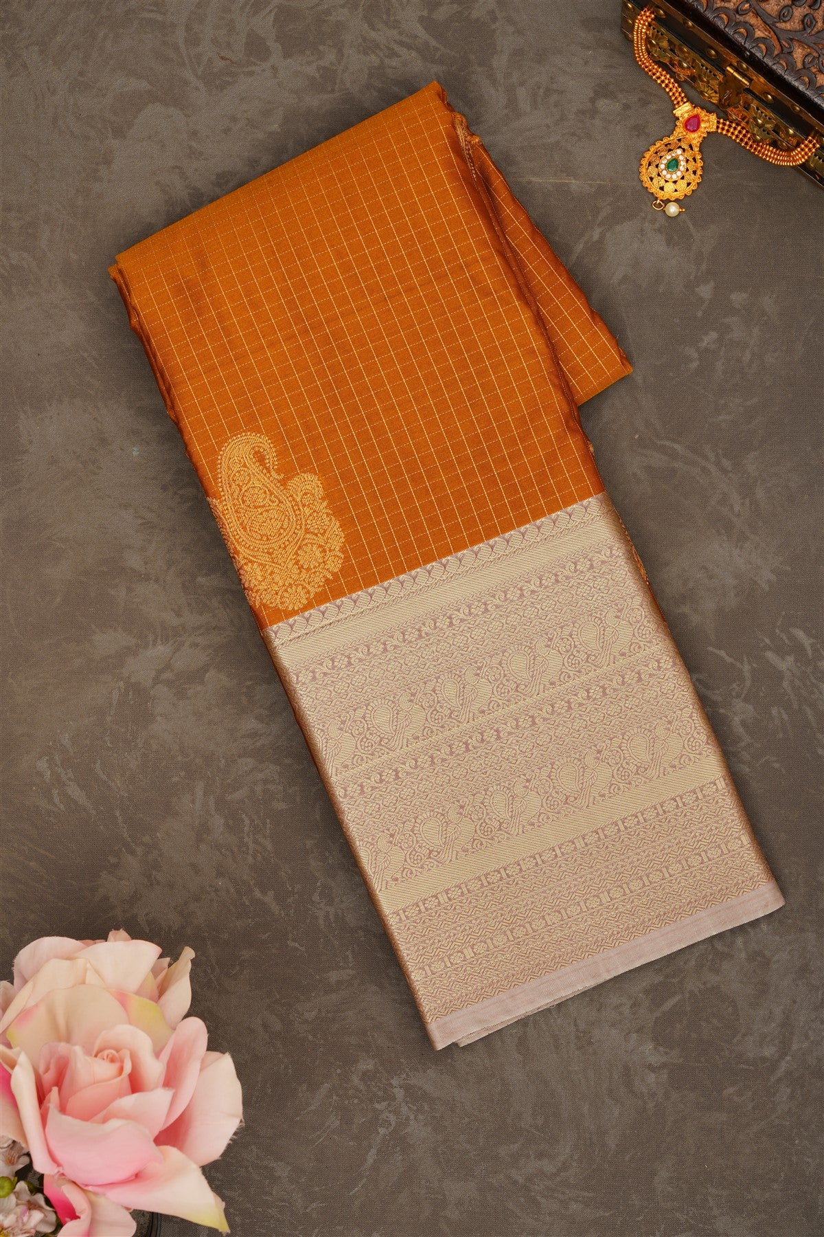 Semi Pattu Silk Blend Musted With Green Saree