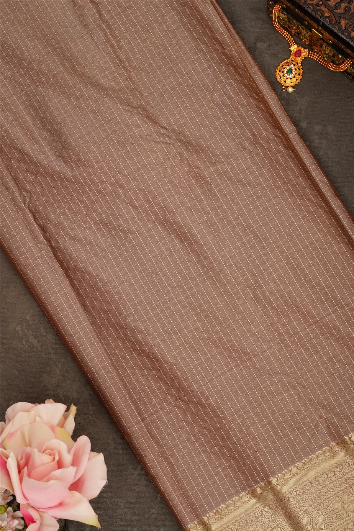 Semi Pattu Silk Blend Musted With Green Saree
