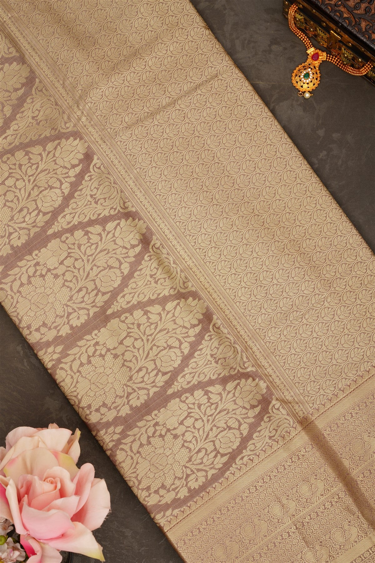 Semi Pattu Silk Blend Musted With Green Saree
