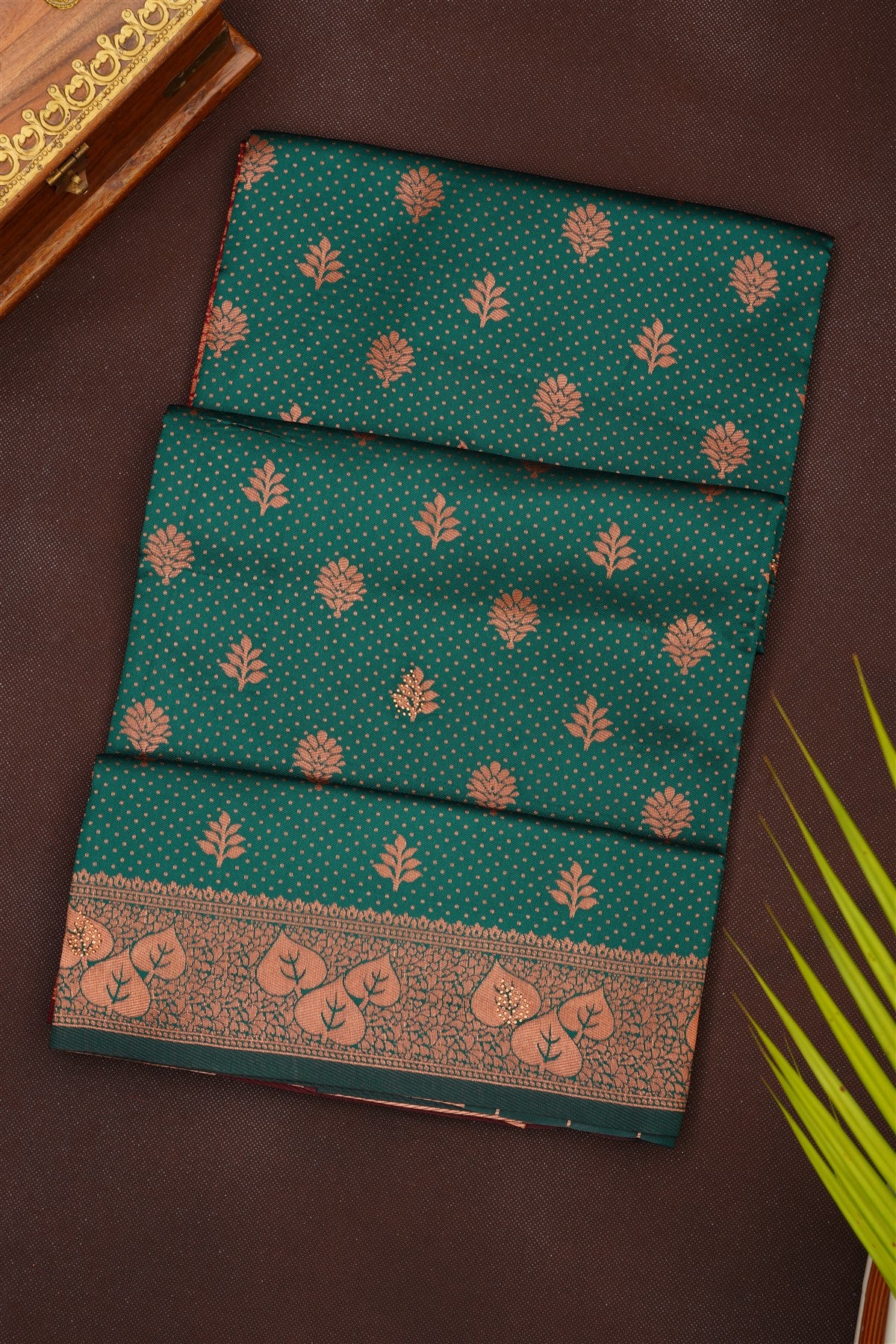 Fancy Silk Blend Dark Green Saree