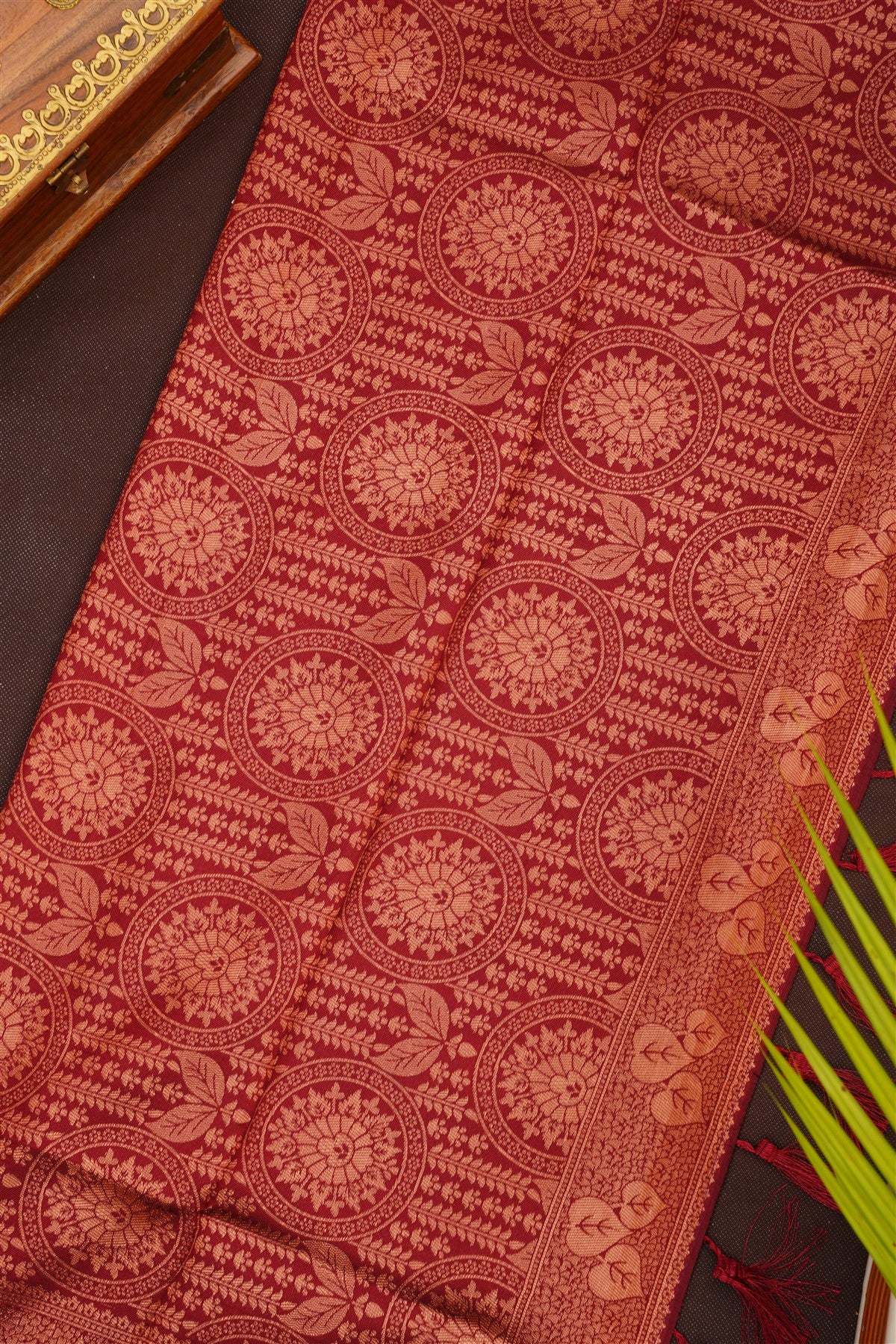 Fancy Silk Blend Dark Green Saree