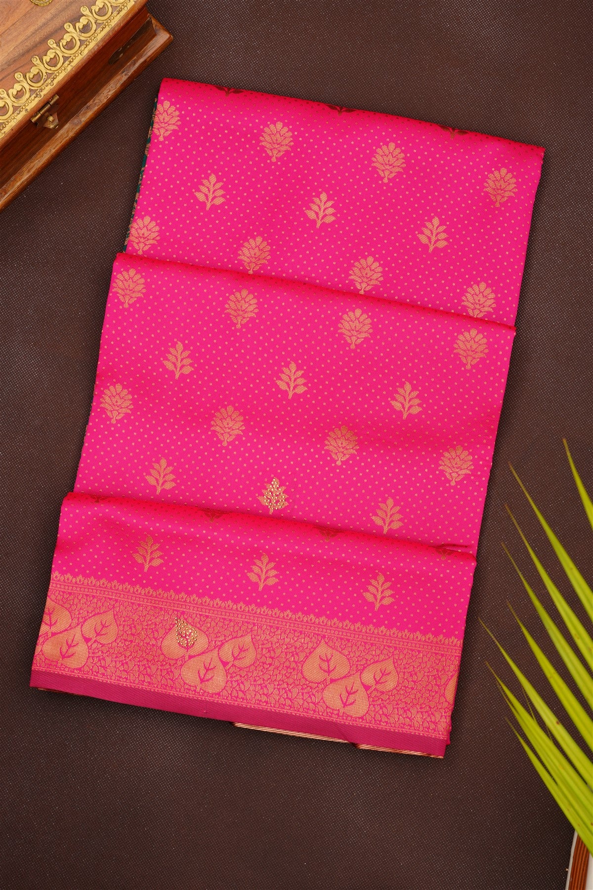 Fancy Silk Blend Dark Pink Saree