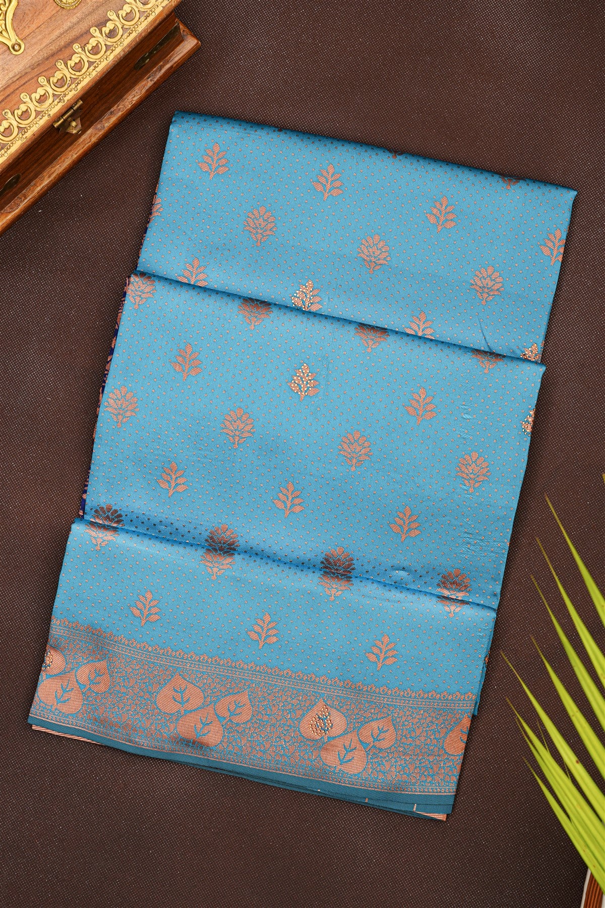Fancy Silk Blend Teal Saree