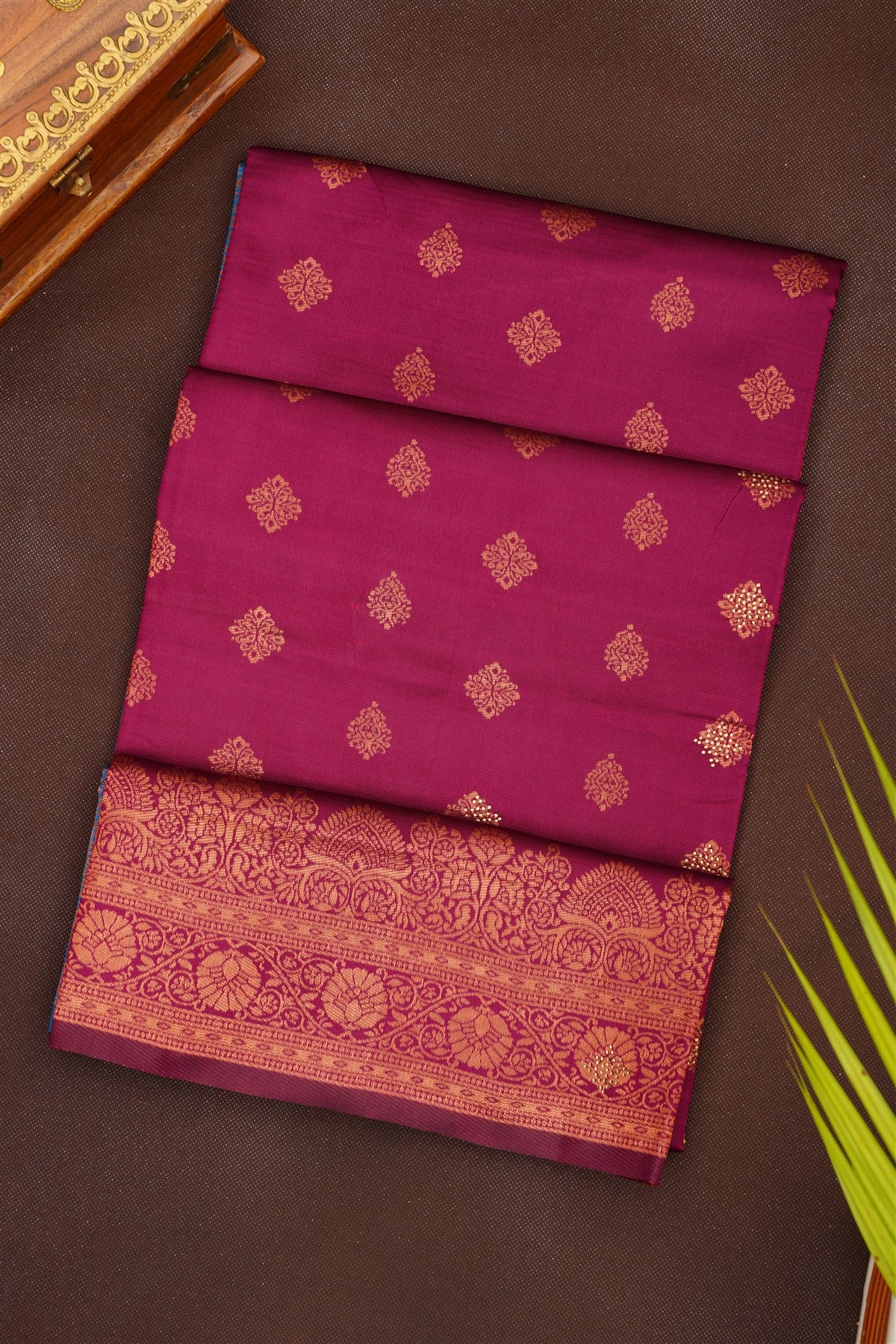 Fancy Silk Blend Dark Purple Saree