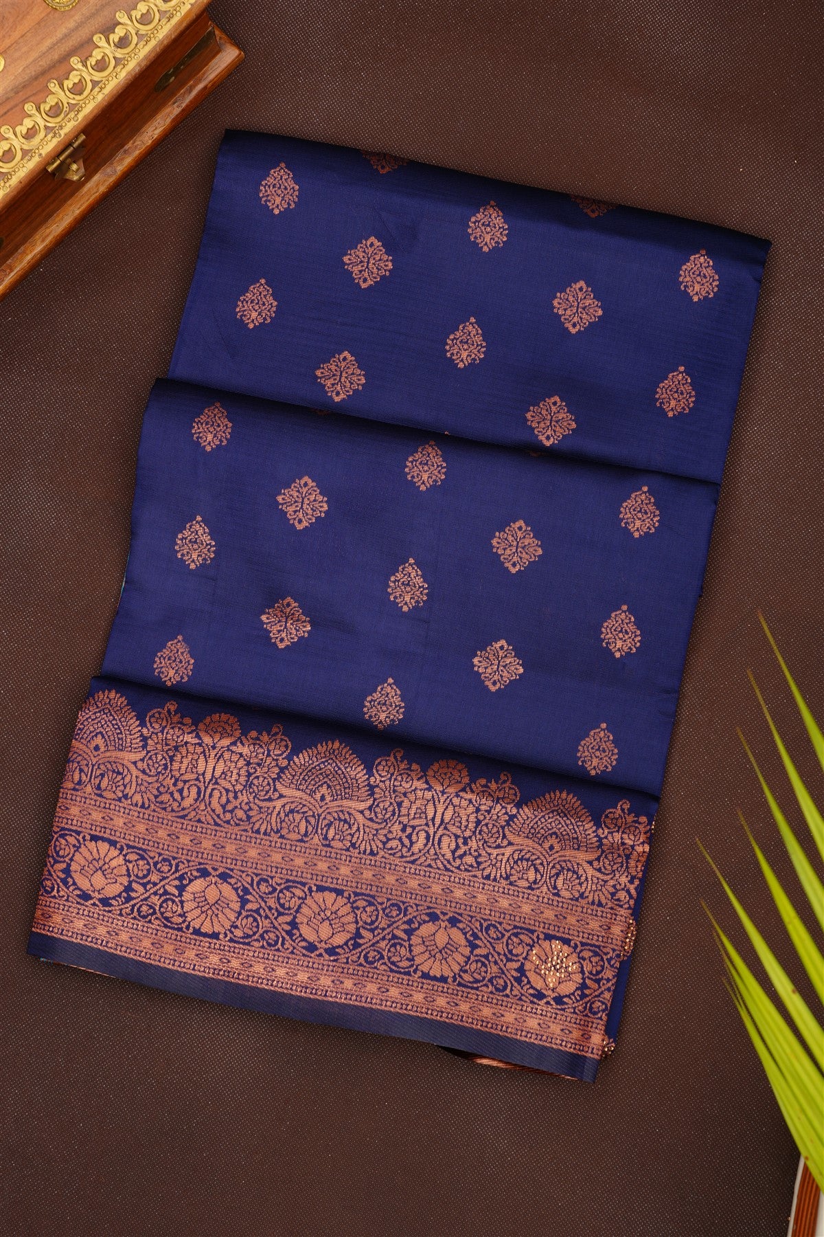 Fancy Silk Blend Navy Blue Saree