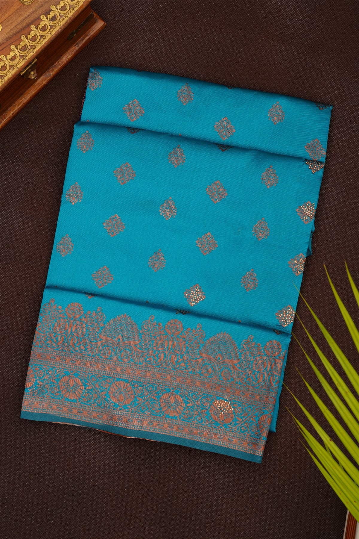 Fancy Silk Blend Teal Saree