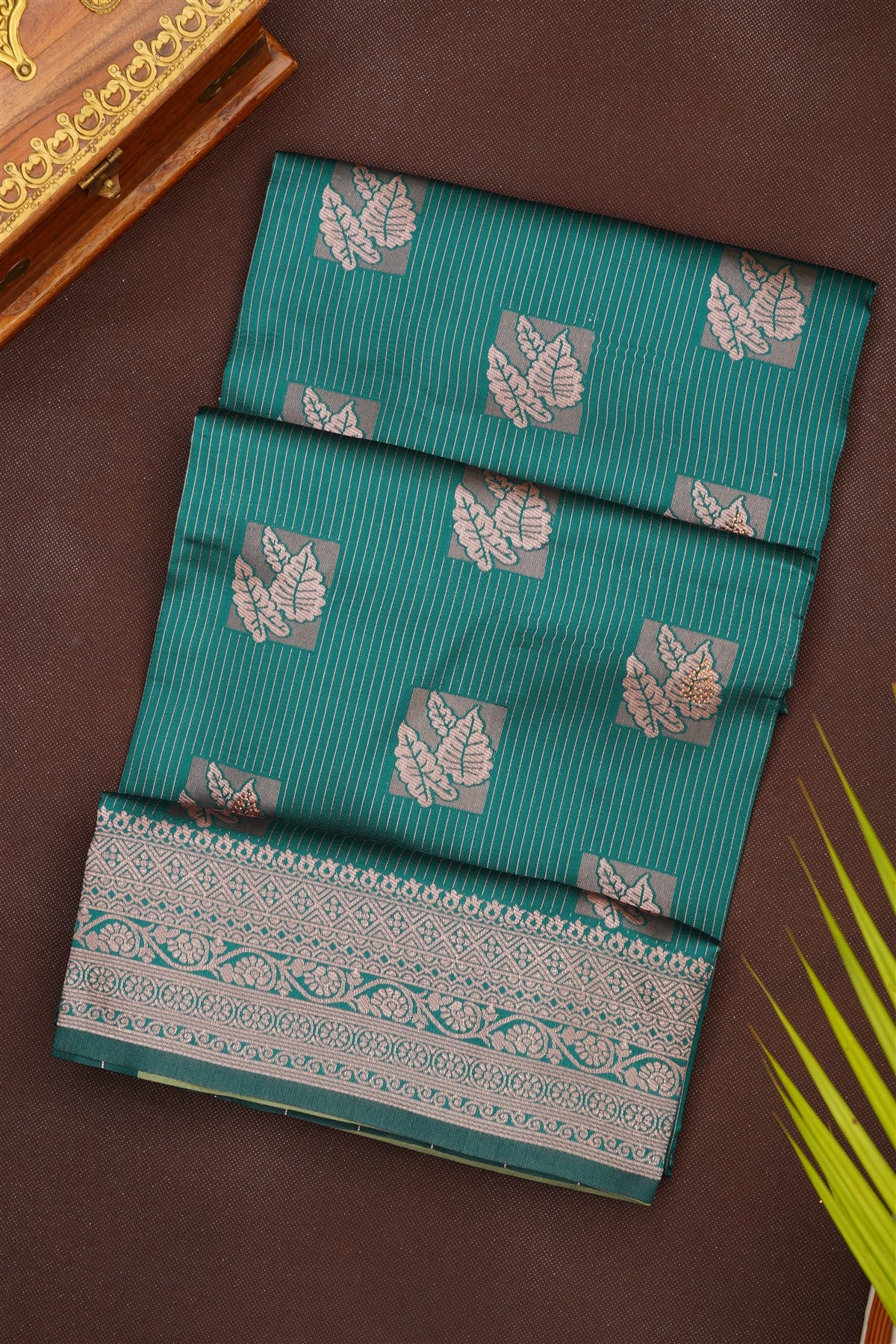 Fancy Silk Blend Dark Green Saree