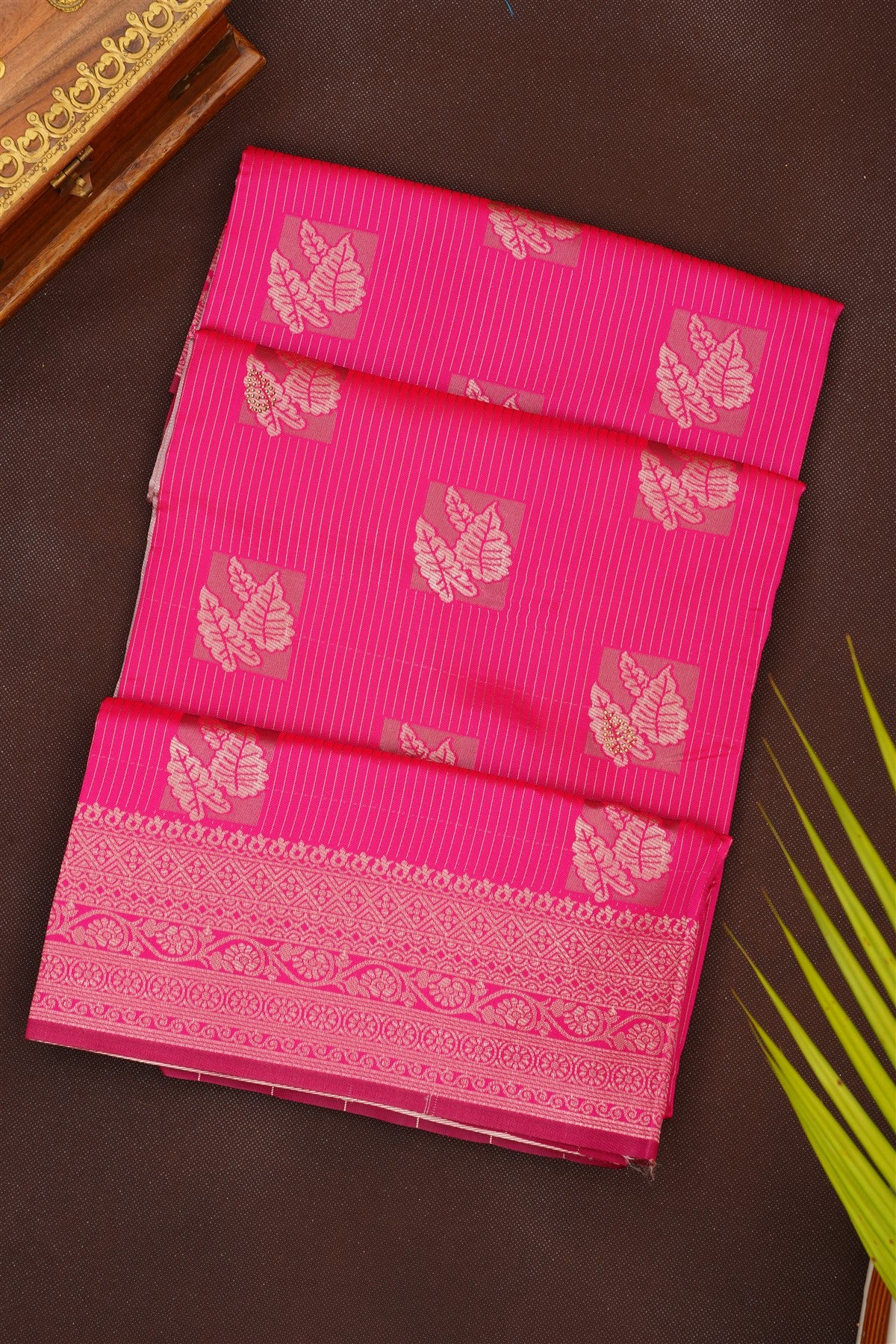 Fancy Silk Blend Dark Pink Saree