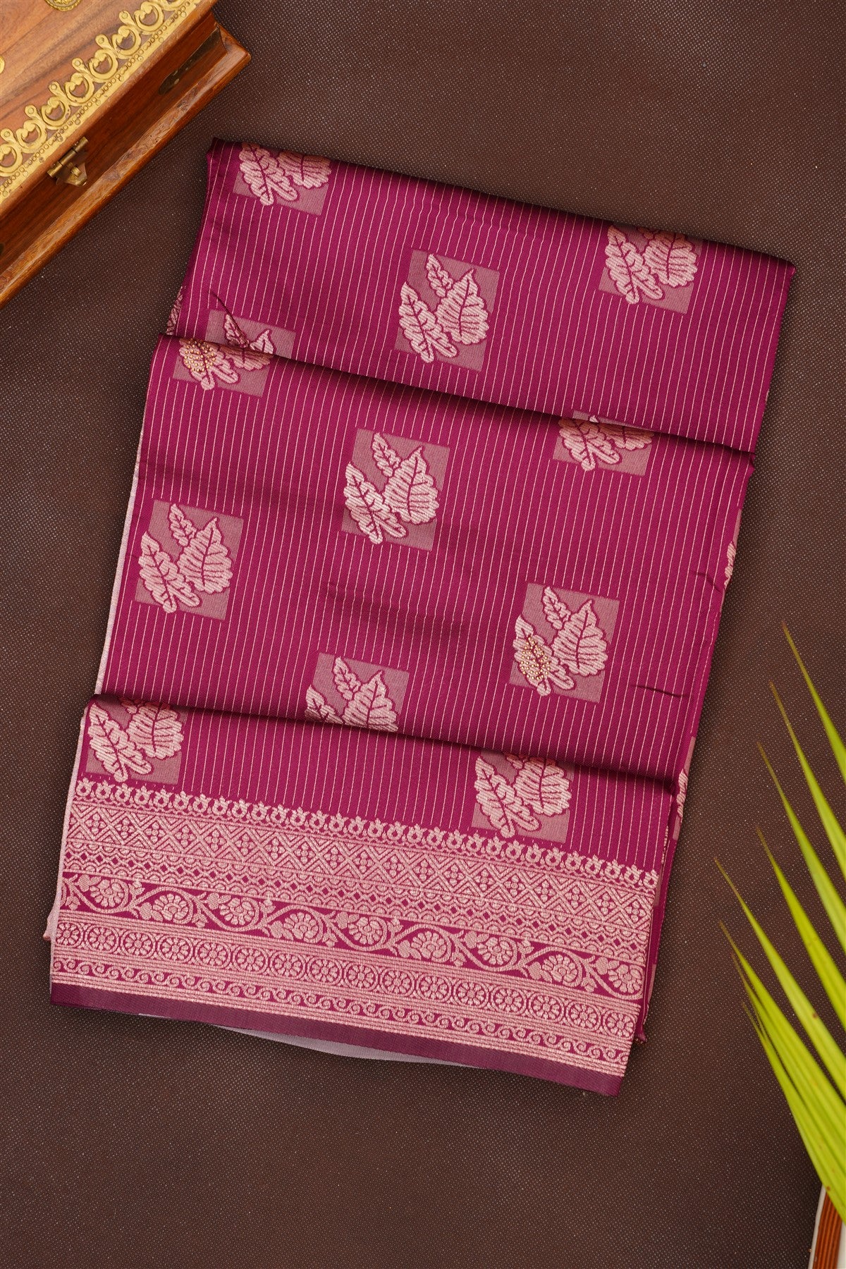 Fancy Silk Blend Dark Purple Saree