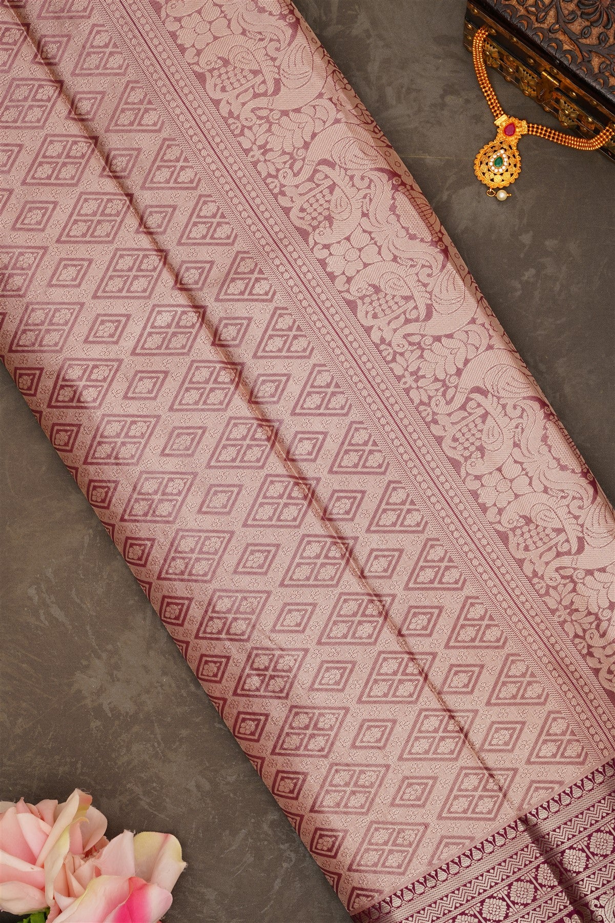 Semi Pattu Silk Blend Baby Pink Saree