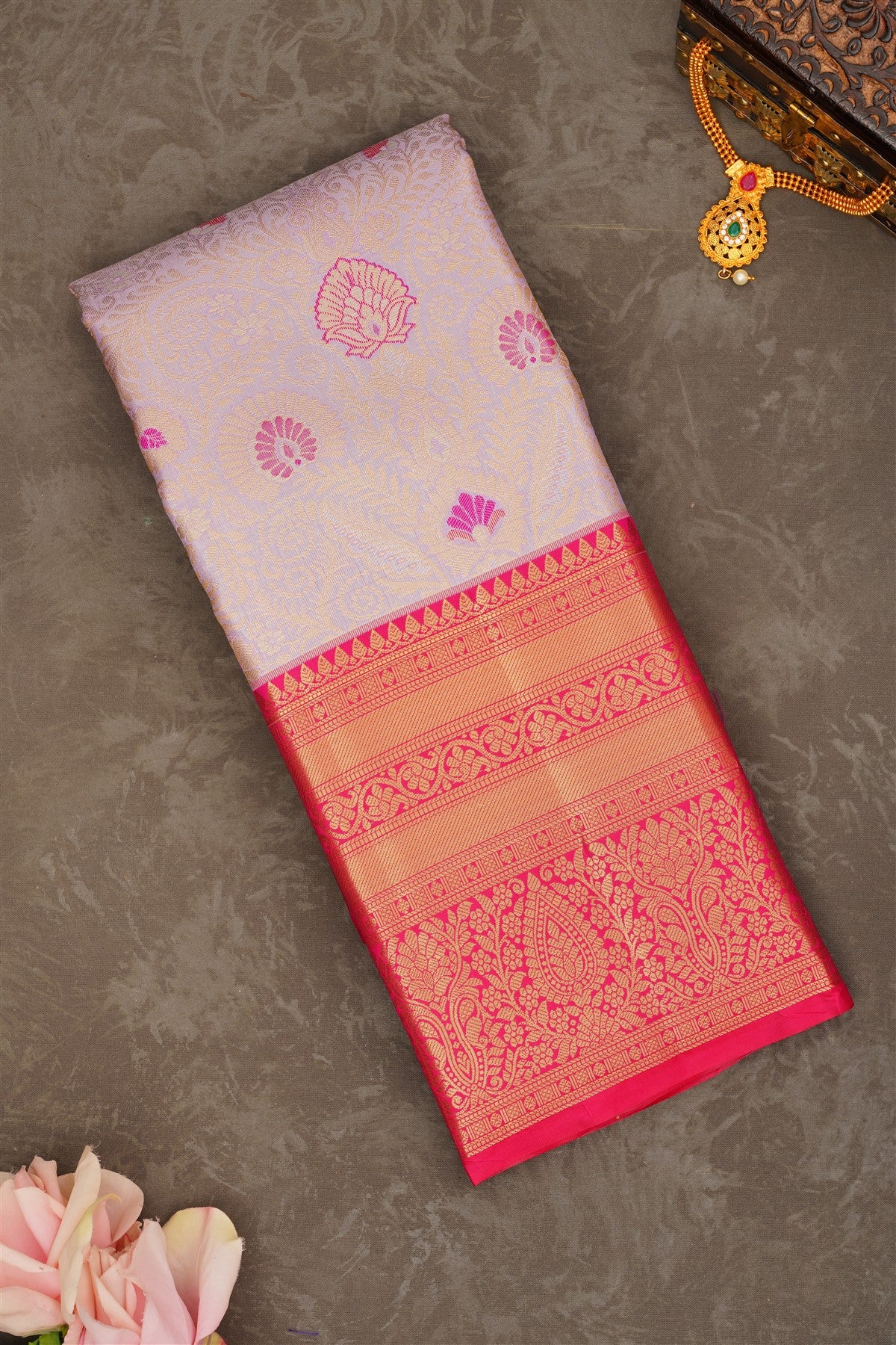 Semi Pattu Silk Blend Lavander Saree
