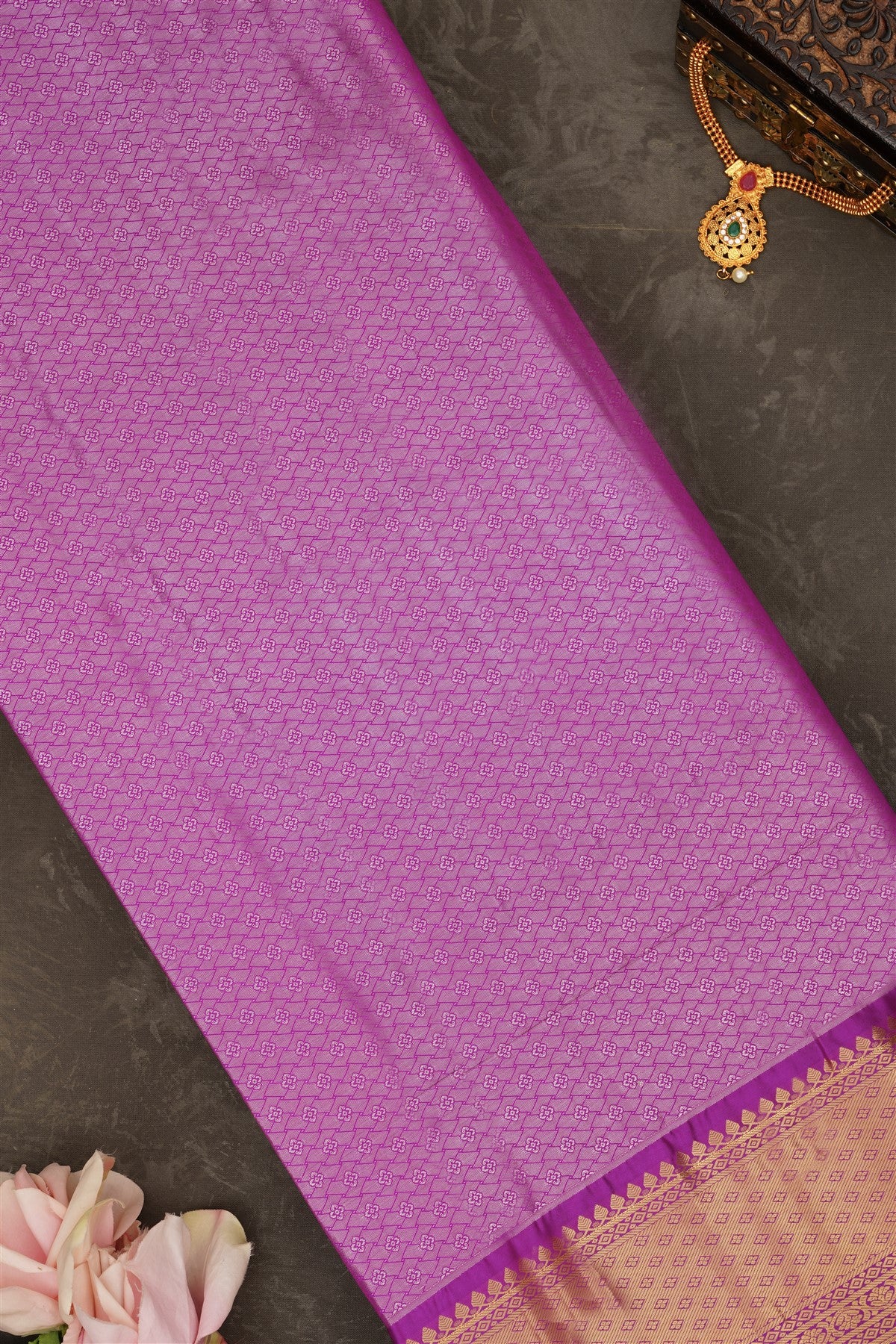 Semi Pattu Silk Blend Light Olive Green Saree
