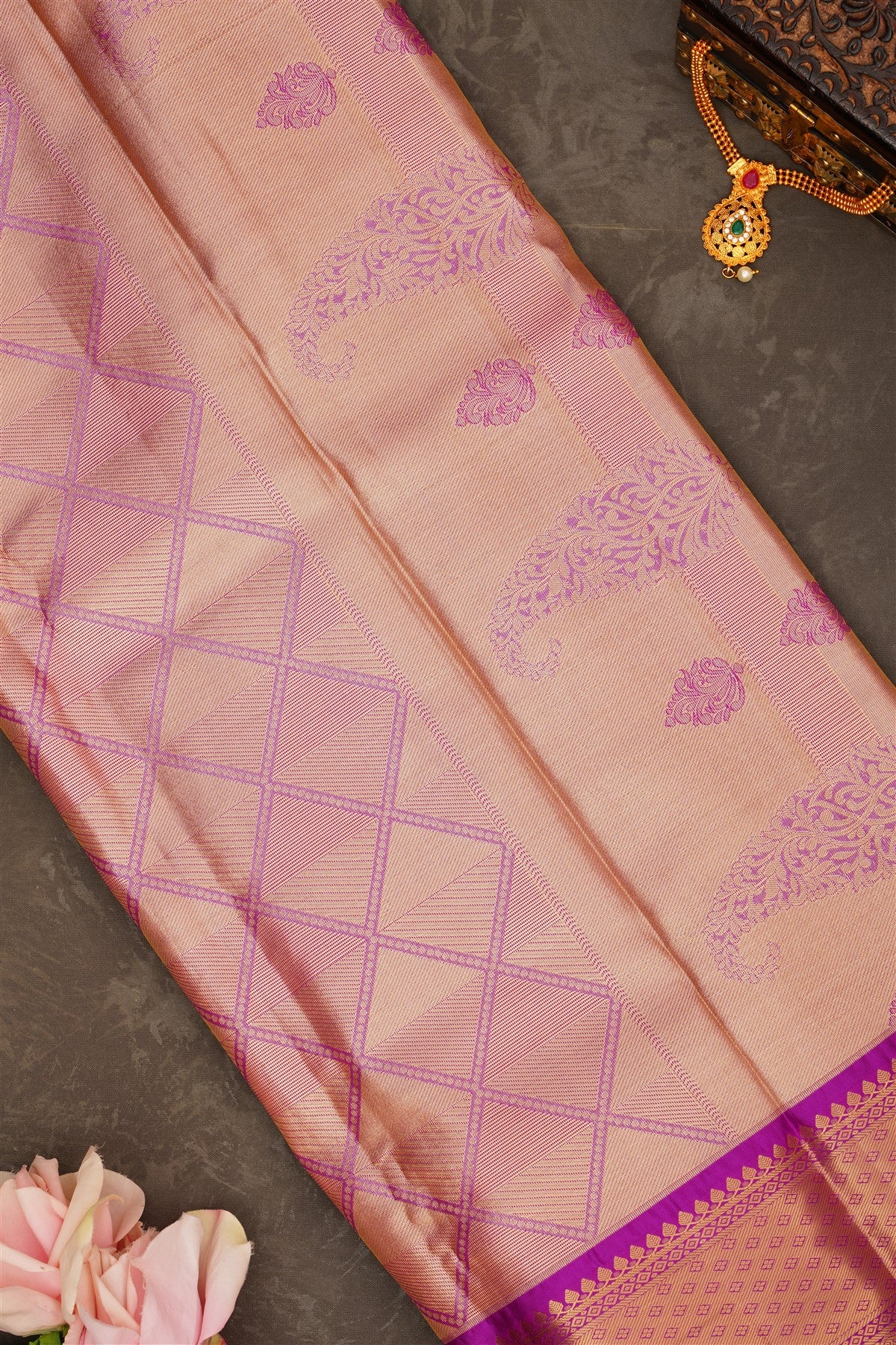 Semi Pattu Silk Blend Light Olive Green Saree