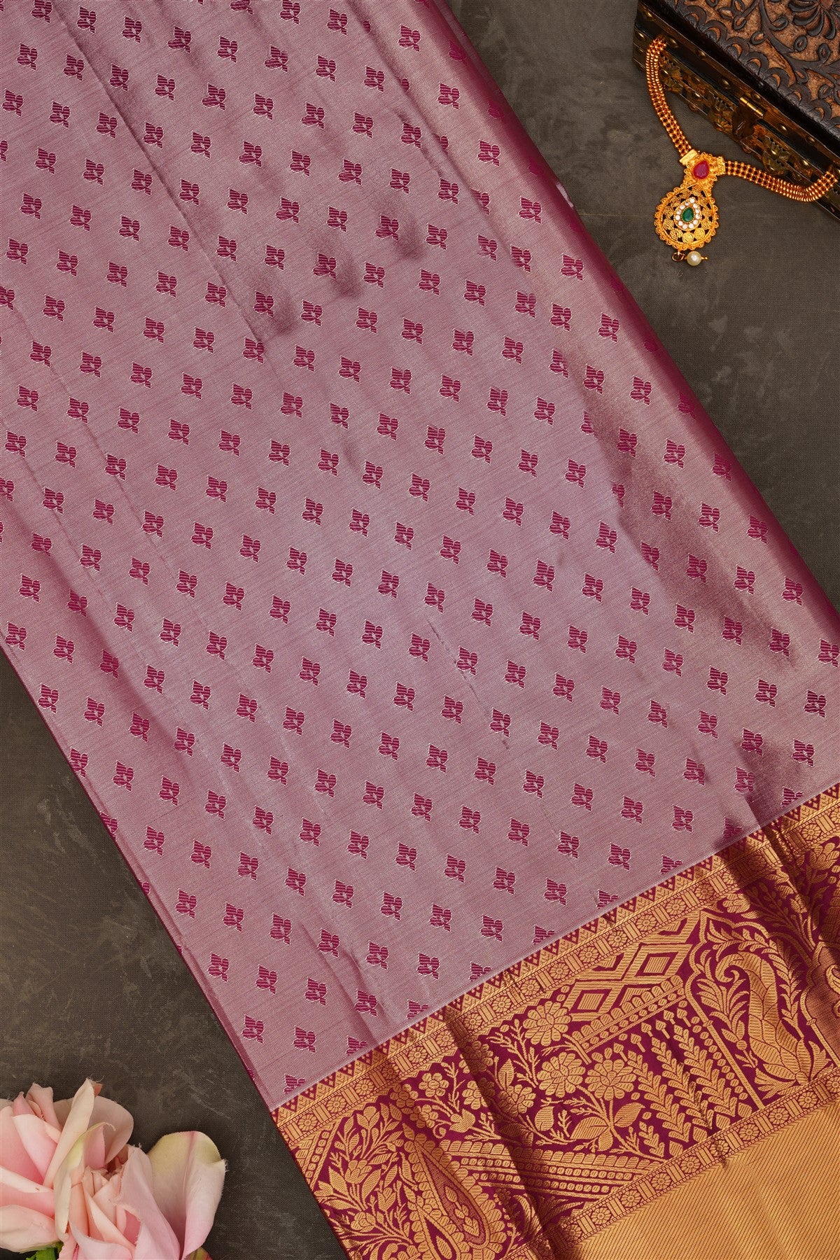 Semi Pattu Silk Blend Baby Pink Saree