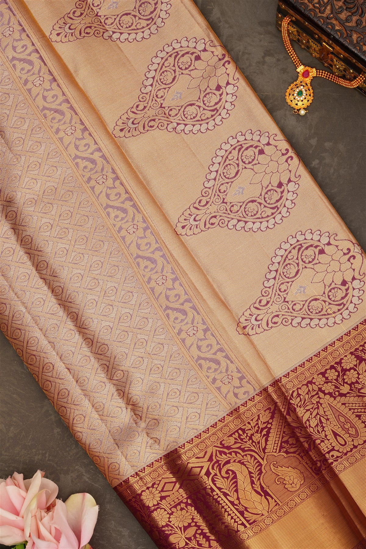Semi Pattu Silk Blend Baby Pink Saree