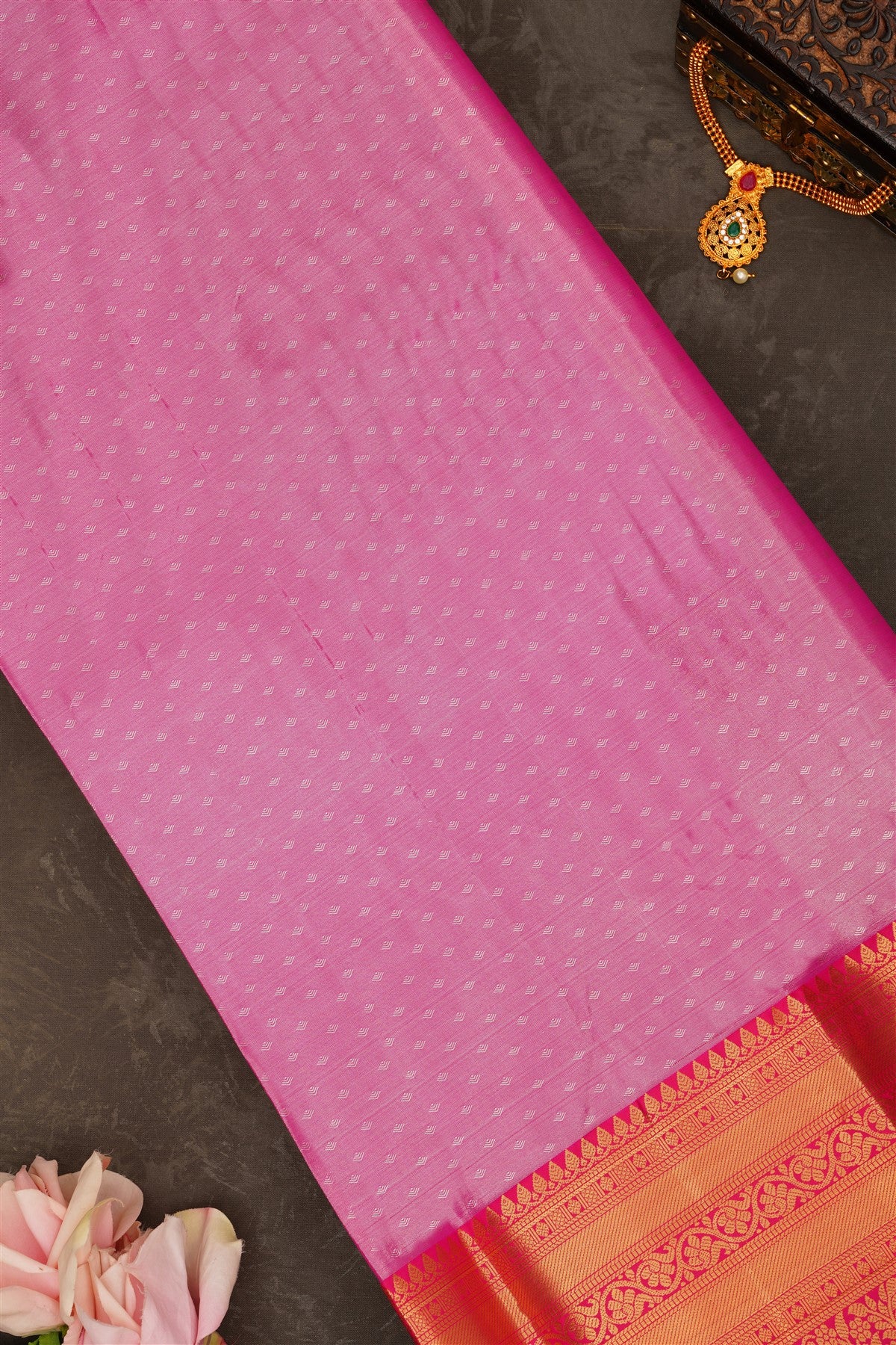 Semi Pattu Silk Blend Parrot Green Saree