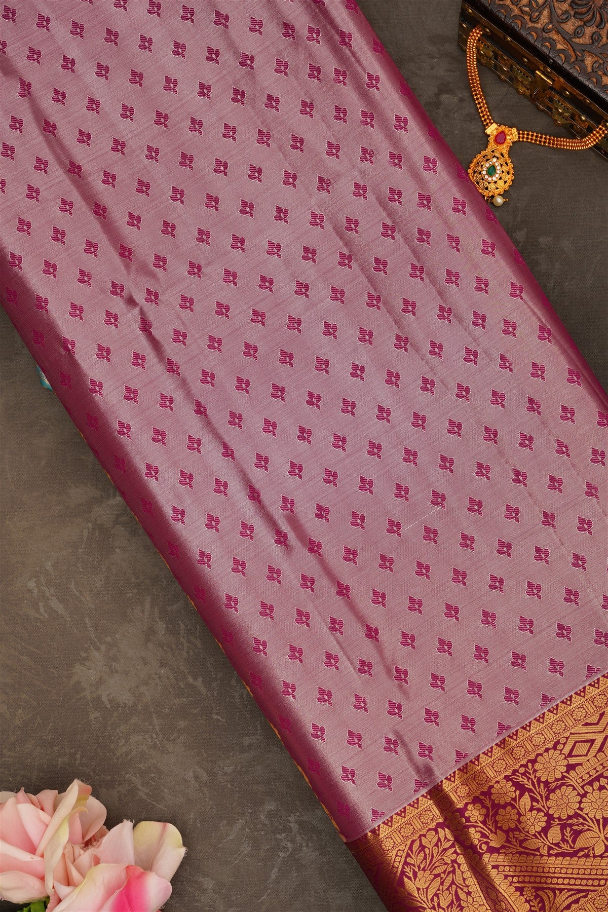 Semi Pattu Silk Blend Rama Green Saree