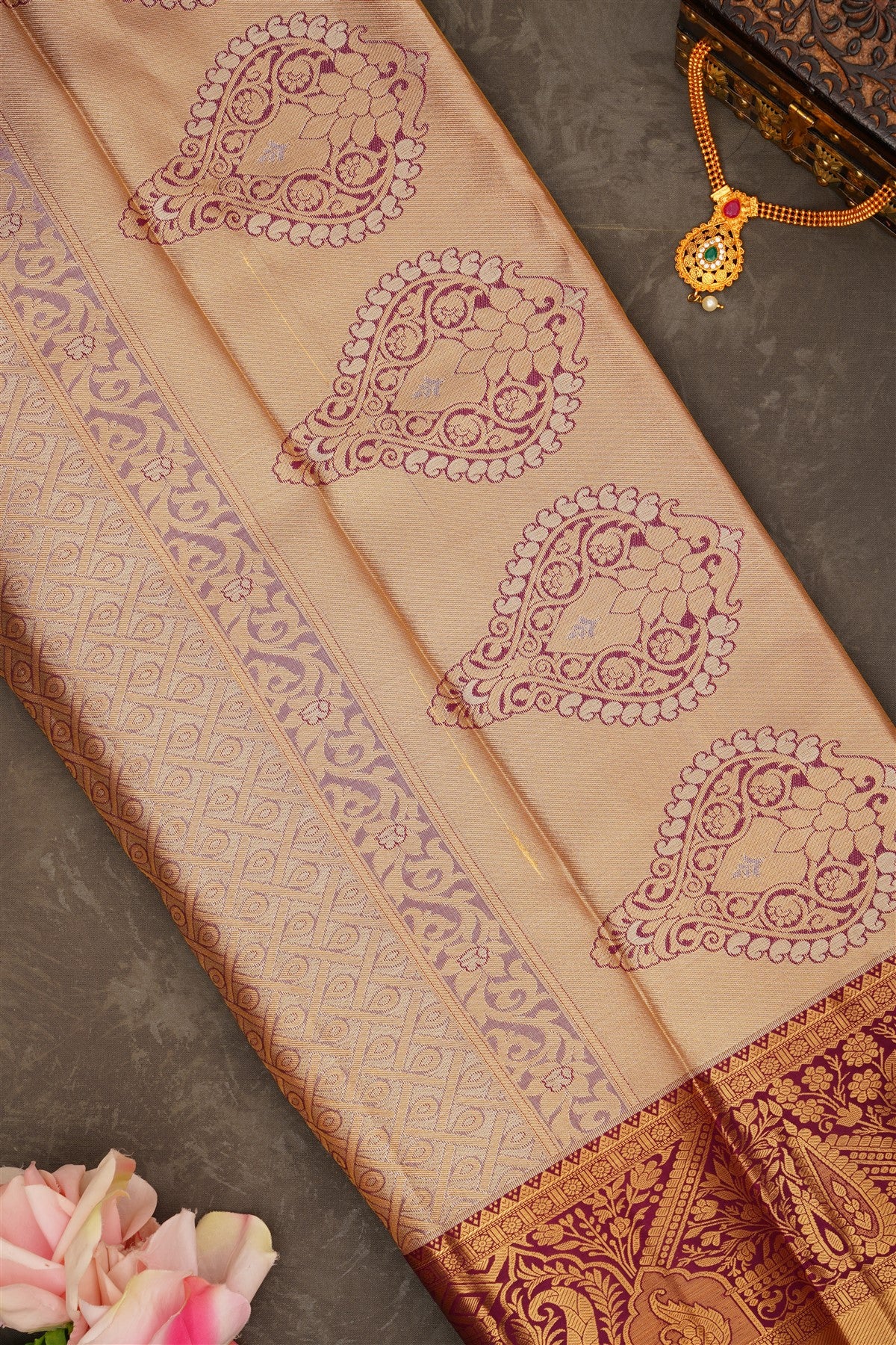 Semi Pattu Silk Blend Rama Green Saree