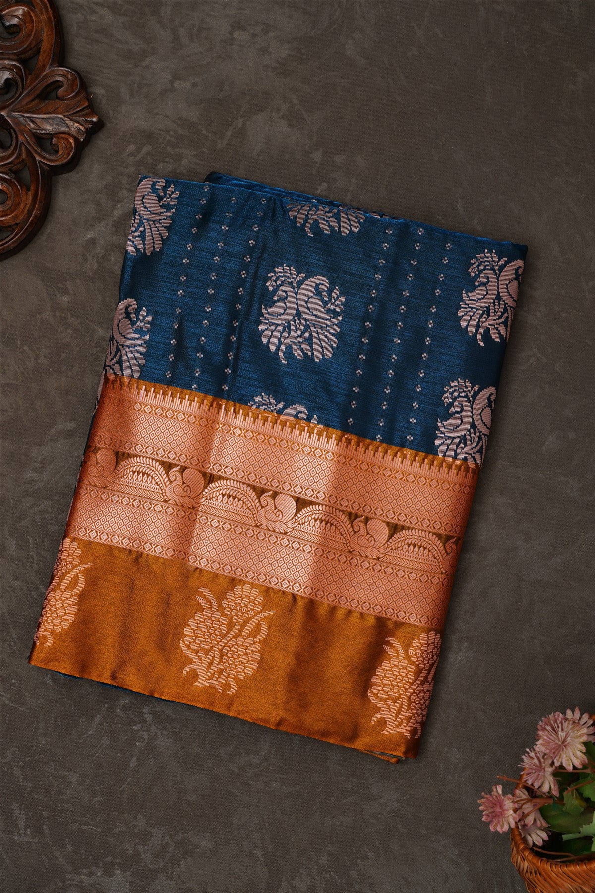 Mou Banaras Silk Dark Blue Saree