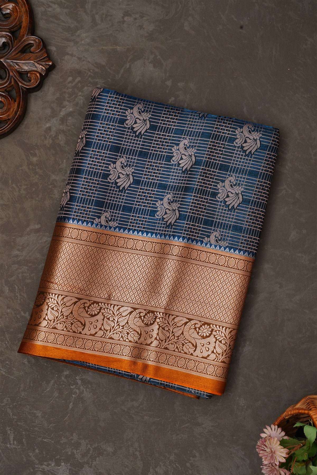 Mou Banaras Silk Dark Blue Saree