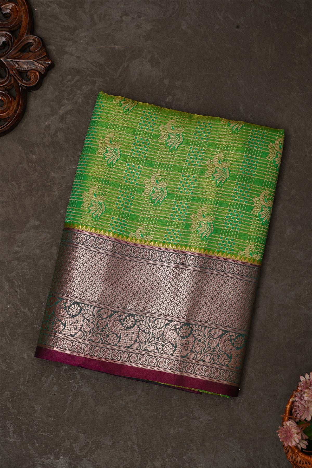 Mou Banaras Silk Light Green Saree