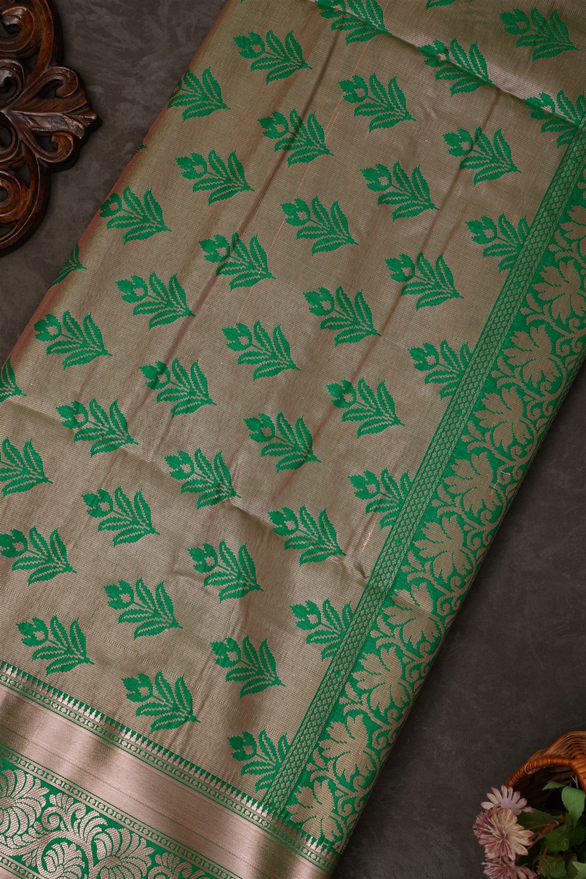 Mou Banaras Silk Dark Orange Saree