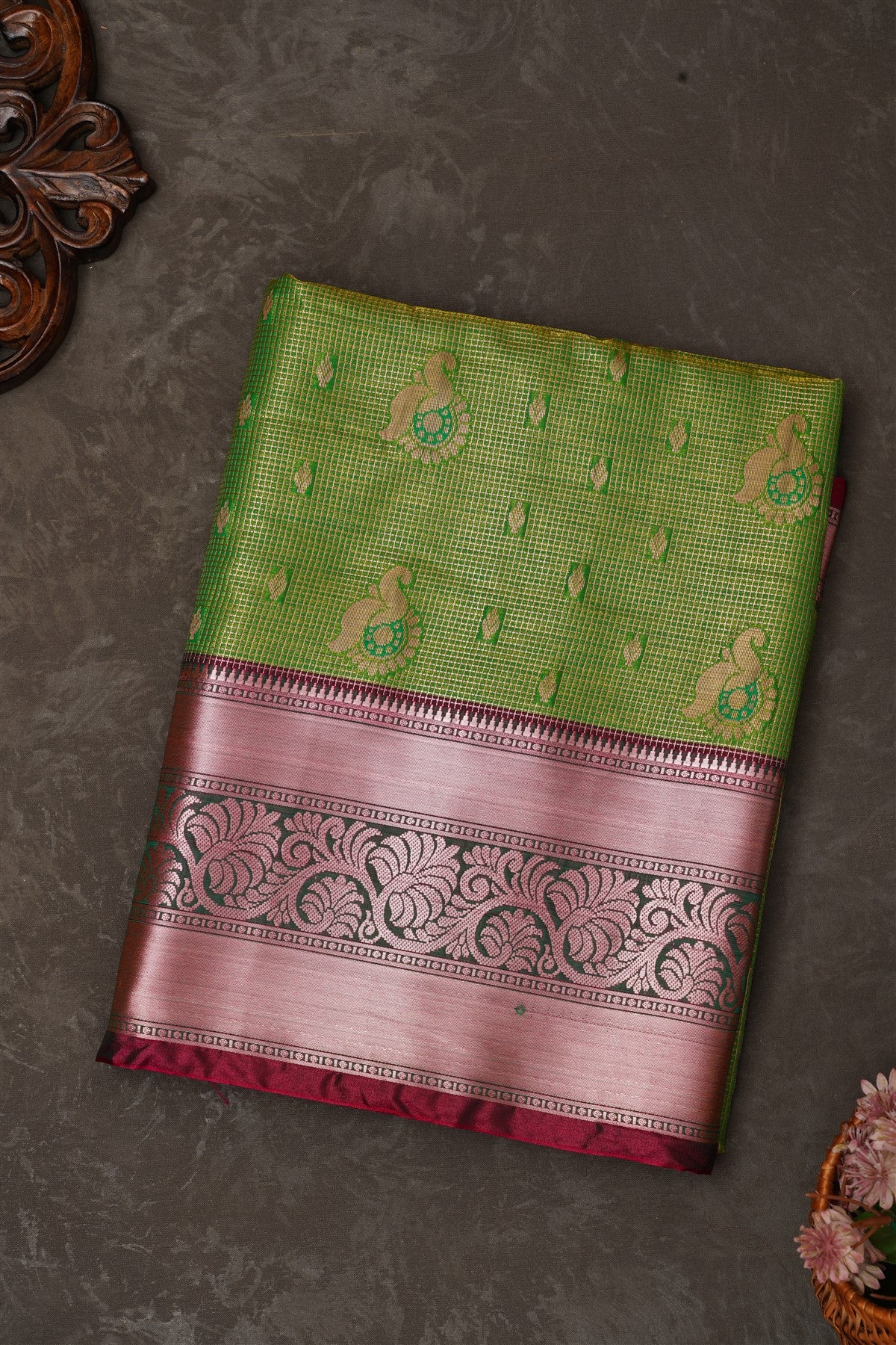 Mou Banaras Silk Light Green Saree