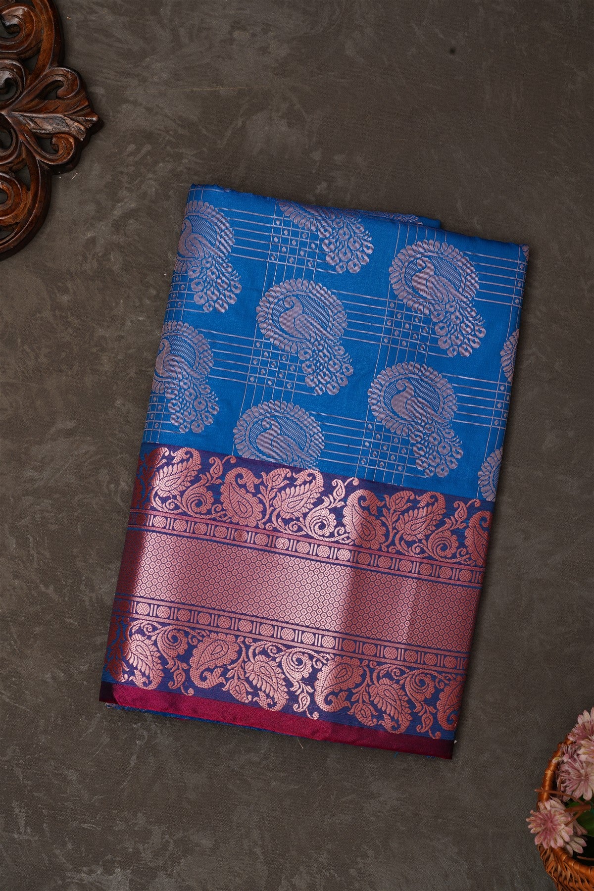 Mou Banaras Silk Dark Blue Saree