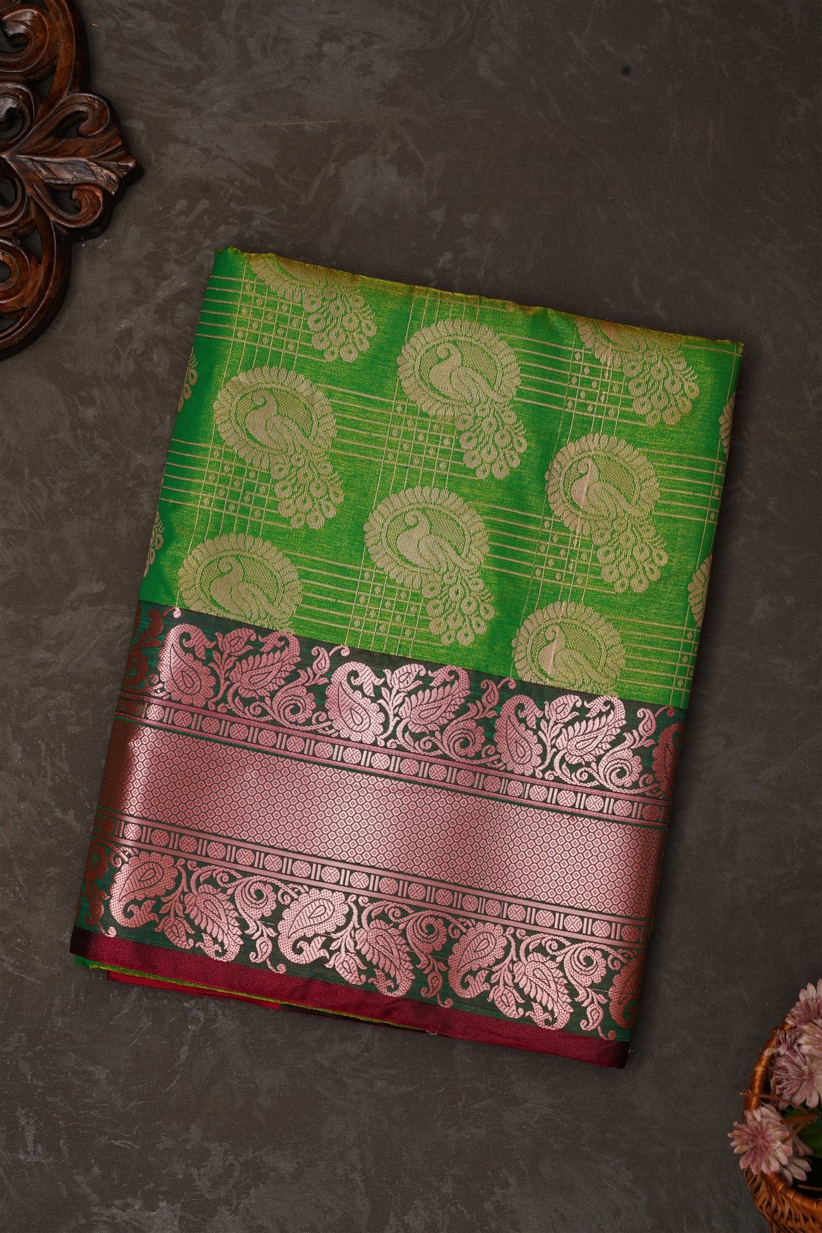 Mou Banaras Silk Light Green Saree