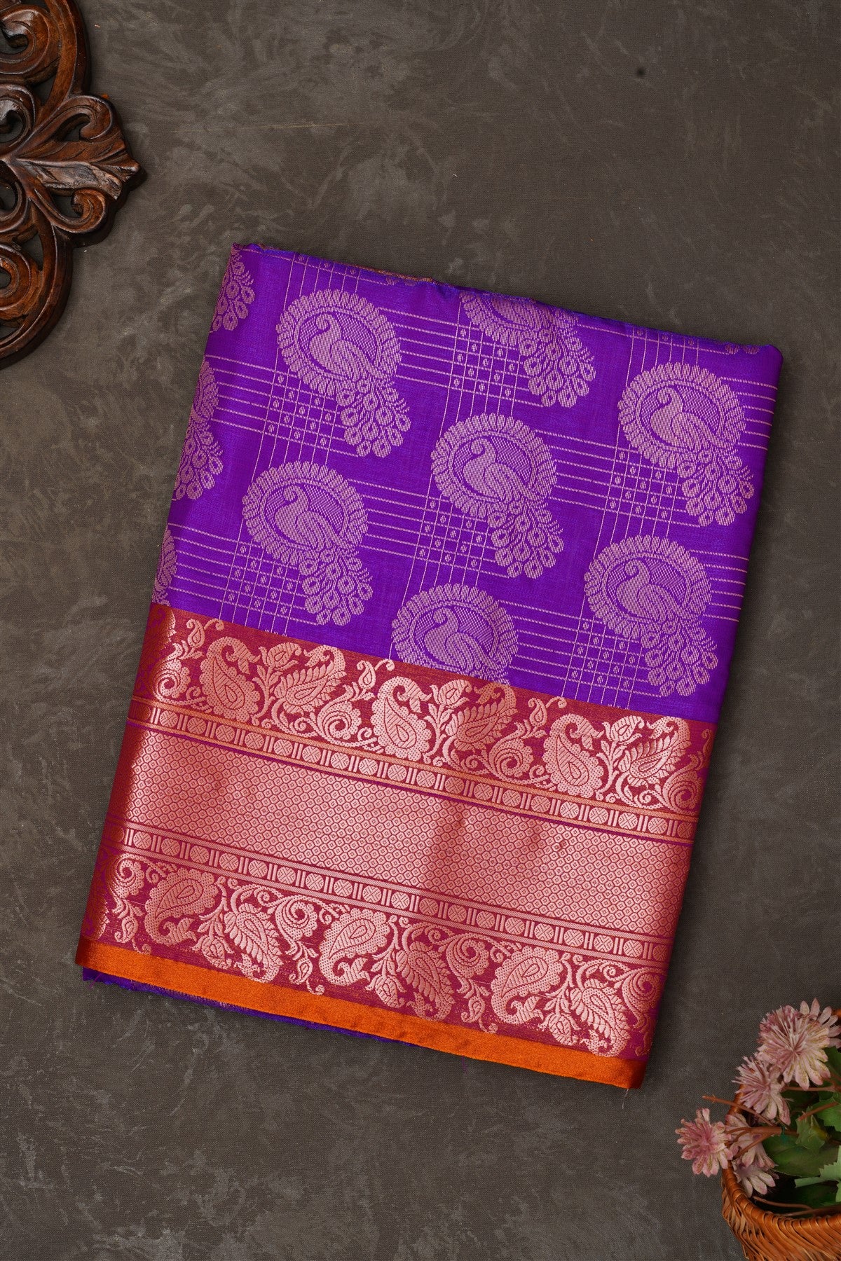Mou Banaras Silk Violet Saree