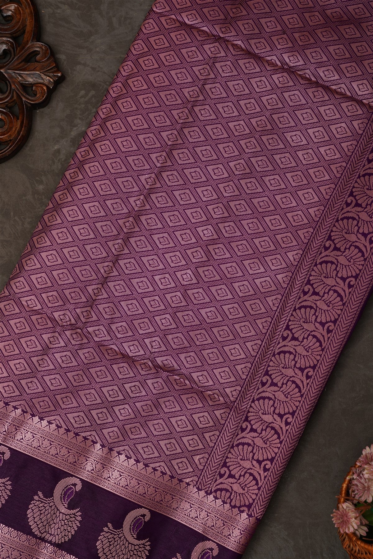 Mou Banaras Silk Brown Saree