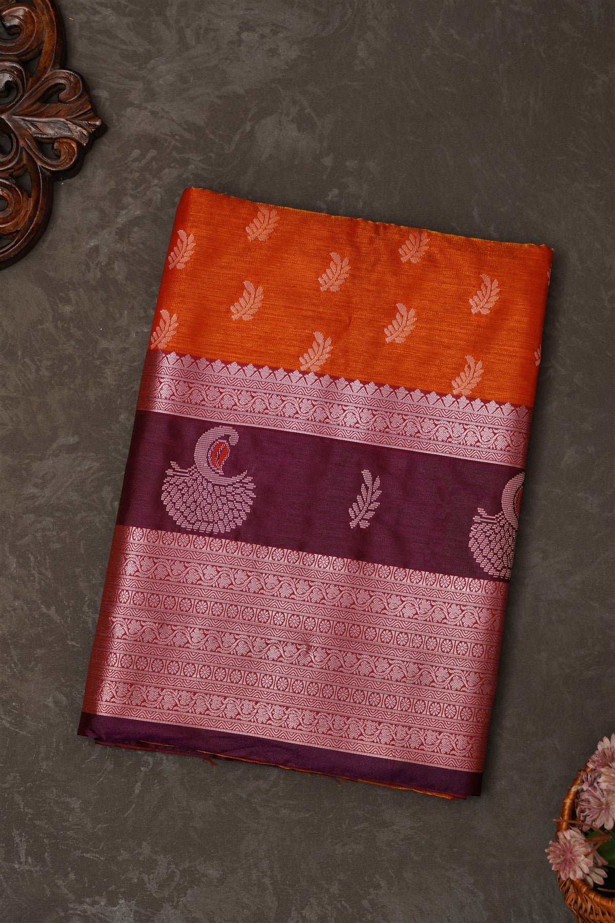Mou Banaras Silk Brown Saree