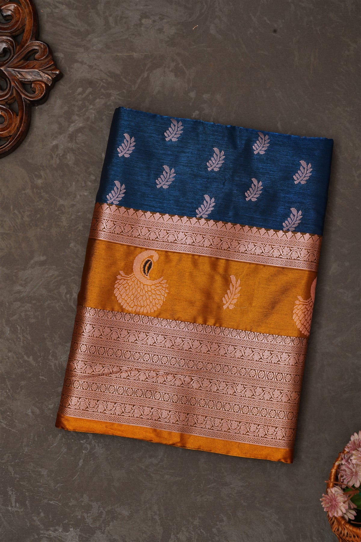 Mou Banaras Silk Dark Blue Saree