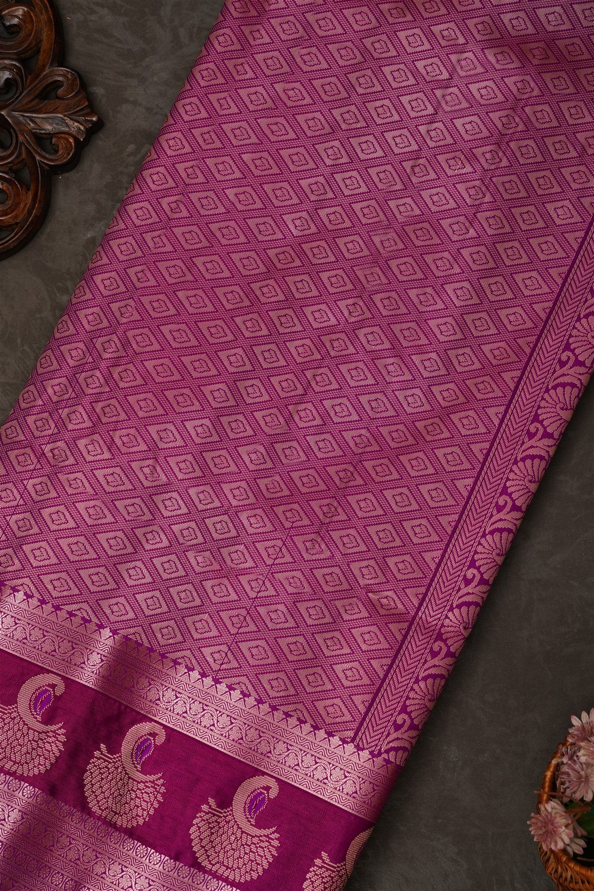 Mou Banaras Silk Dark Green Saree