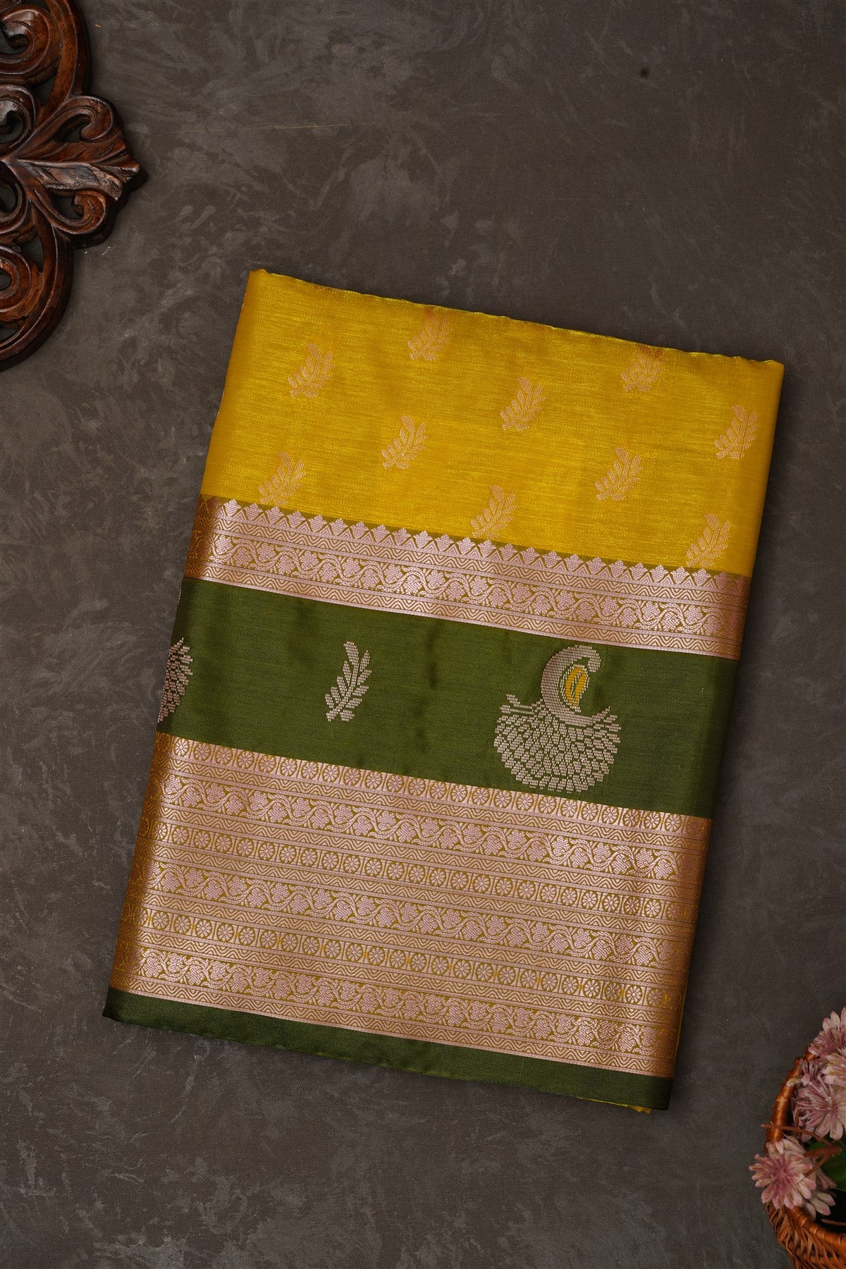 Mou Banaras Silk Lime Green Saree