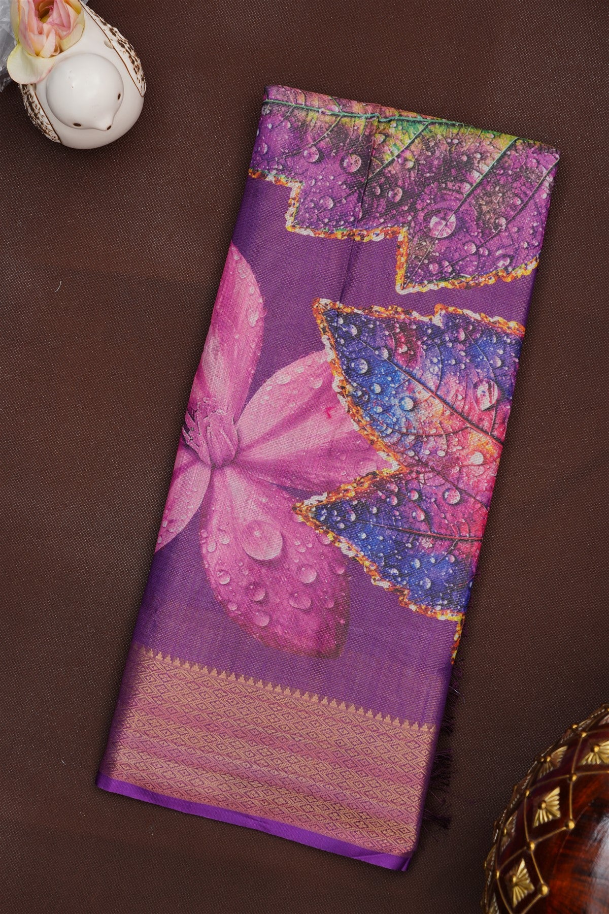 Fancy Tissue Linen Purple Saree