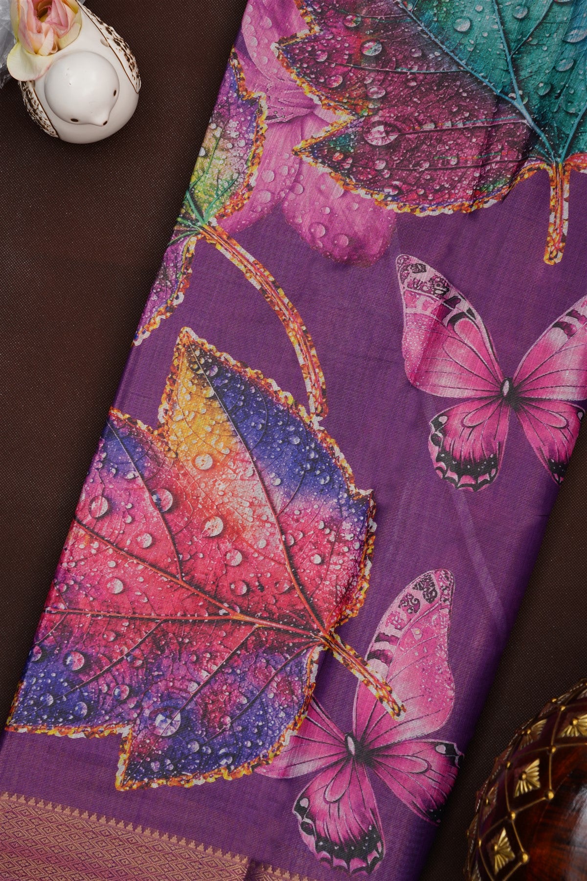 Fancy Tissue Linen Purple Saree