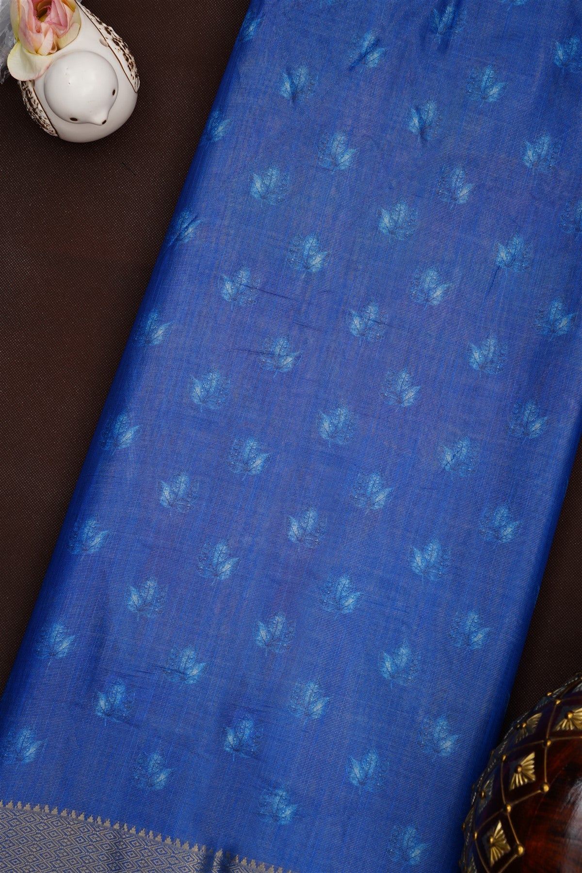 Fancy Tissue Linen Royal Blue Saree