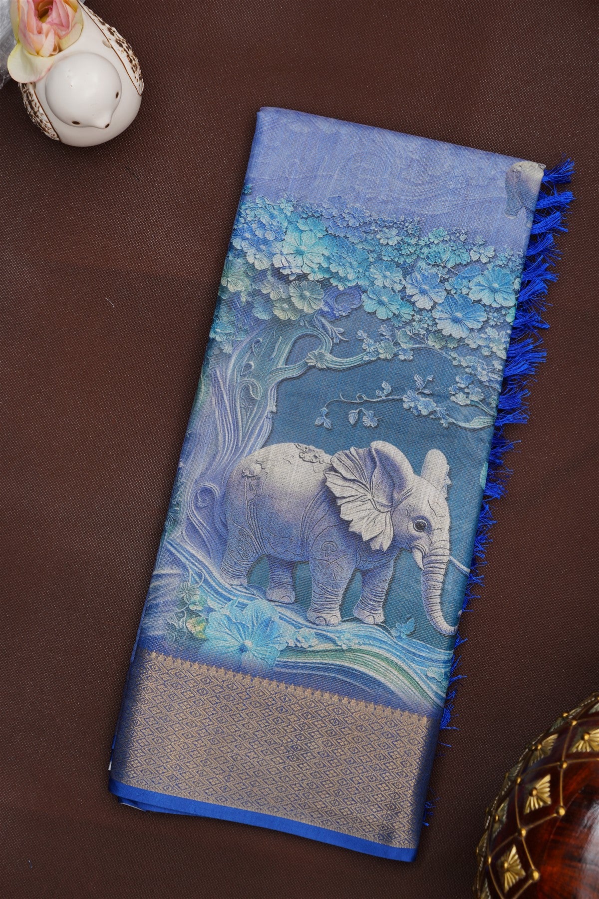 Fancy Tissue Linen Lavender Saree