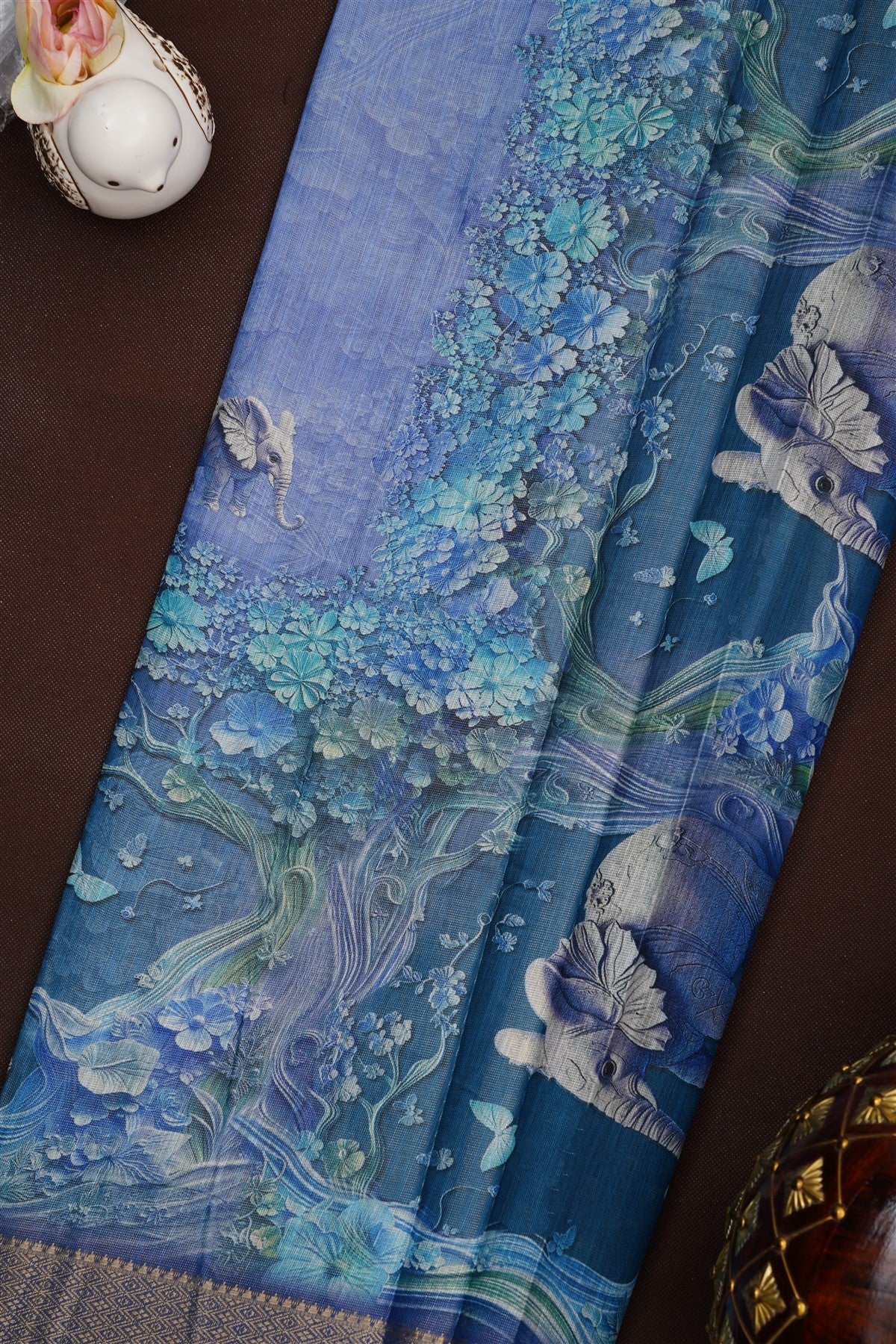 Fancy Tissue Linen Lavender Saree