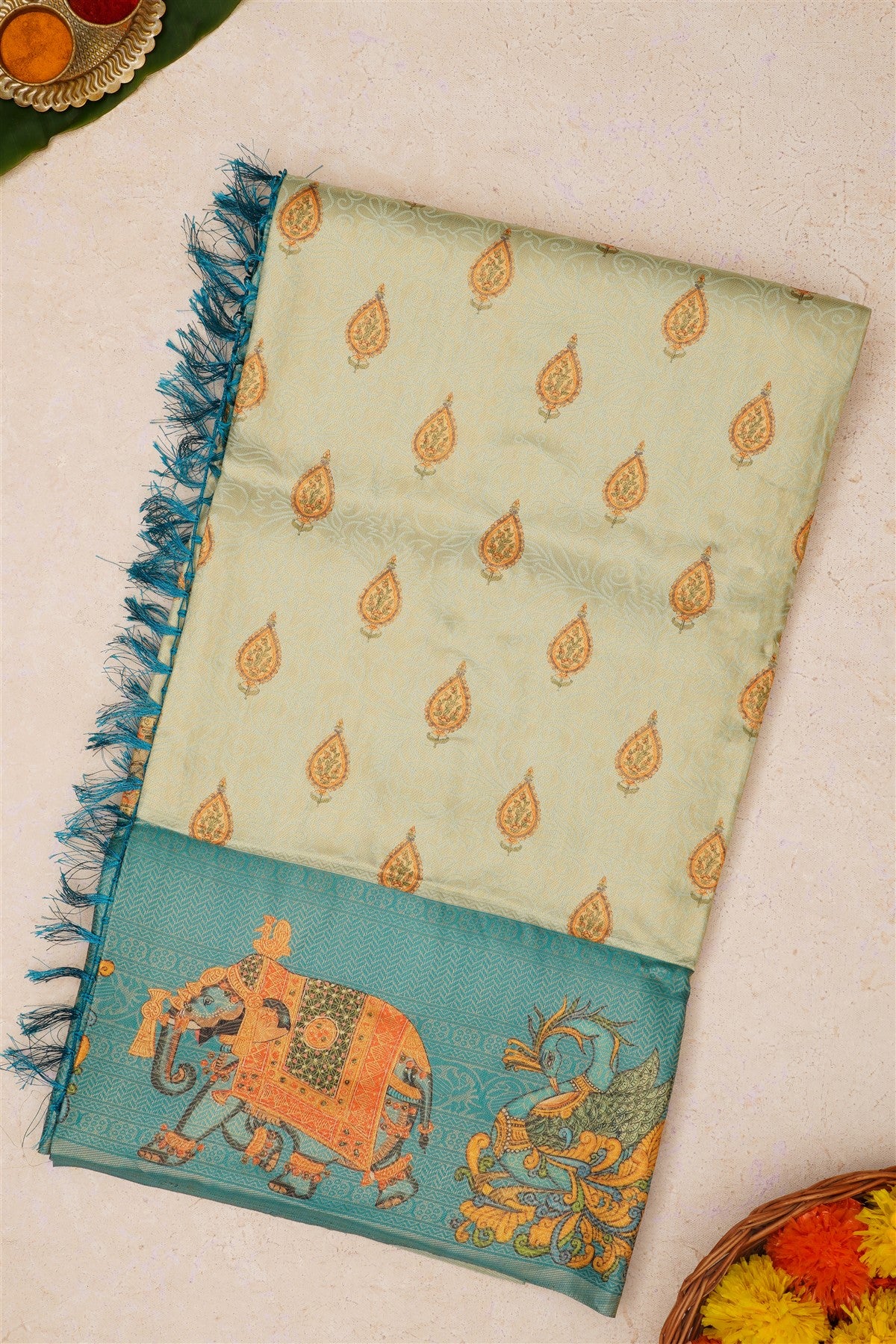 Fancy Soft Silk Light Blue Saree