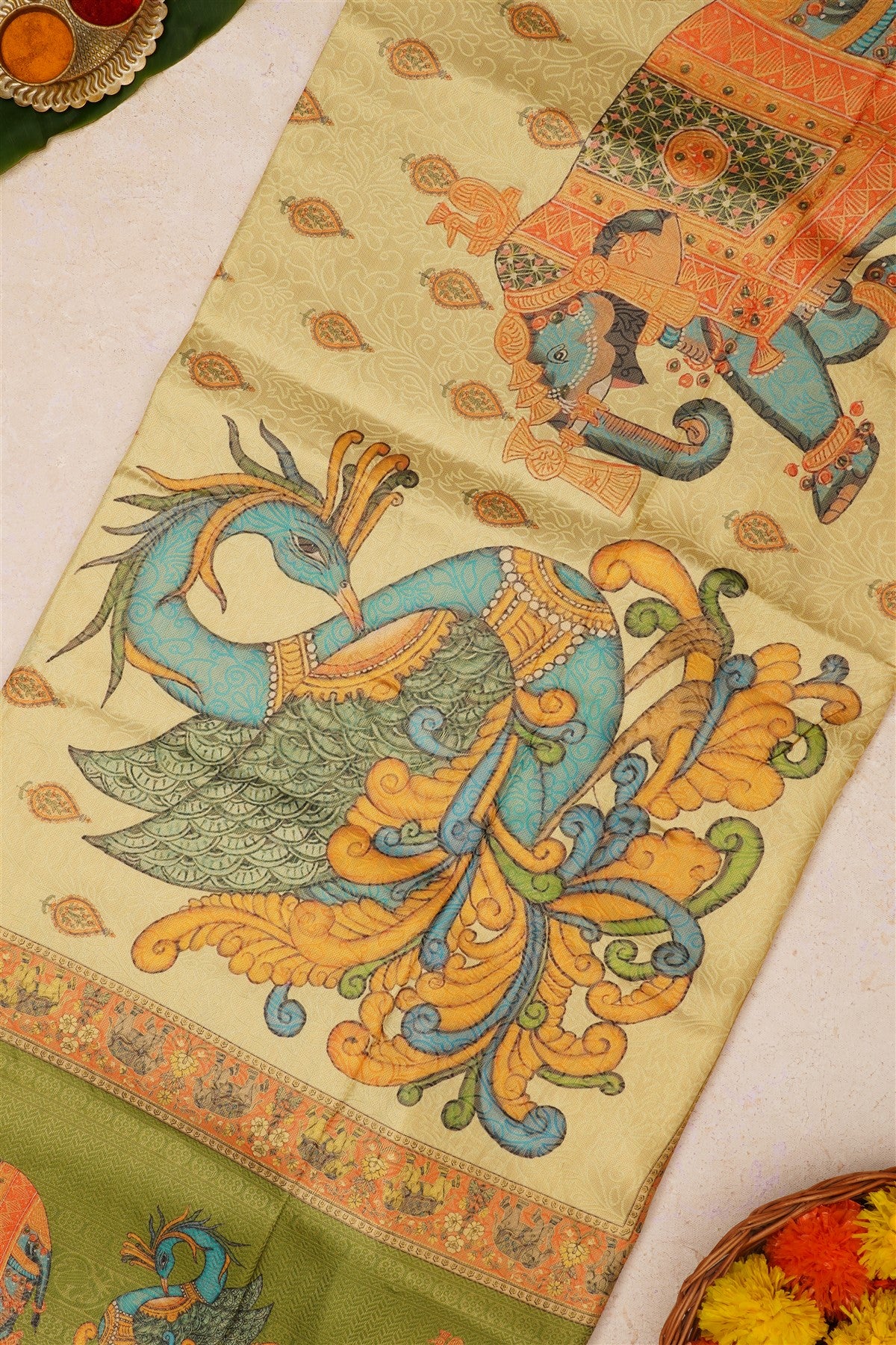 Fancy Soft Silk Light Yellow Saree