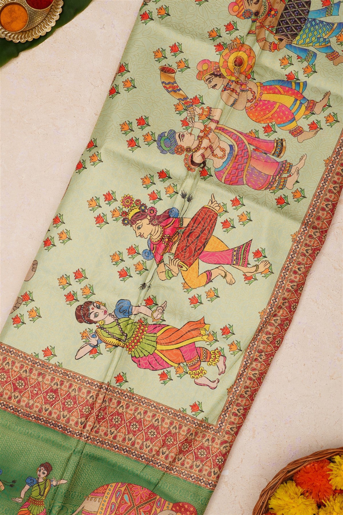 Fancy Soft Silk Light Green Saree