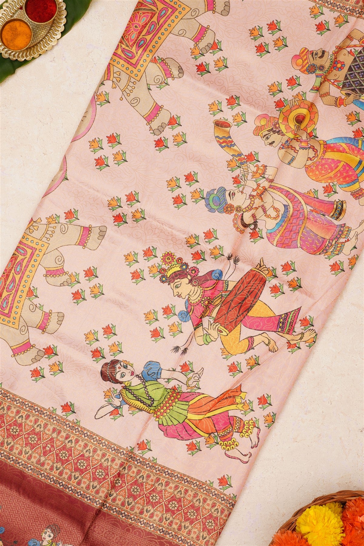 Fancy Soft Silk Light Pink Saree