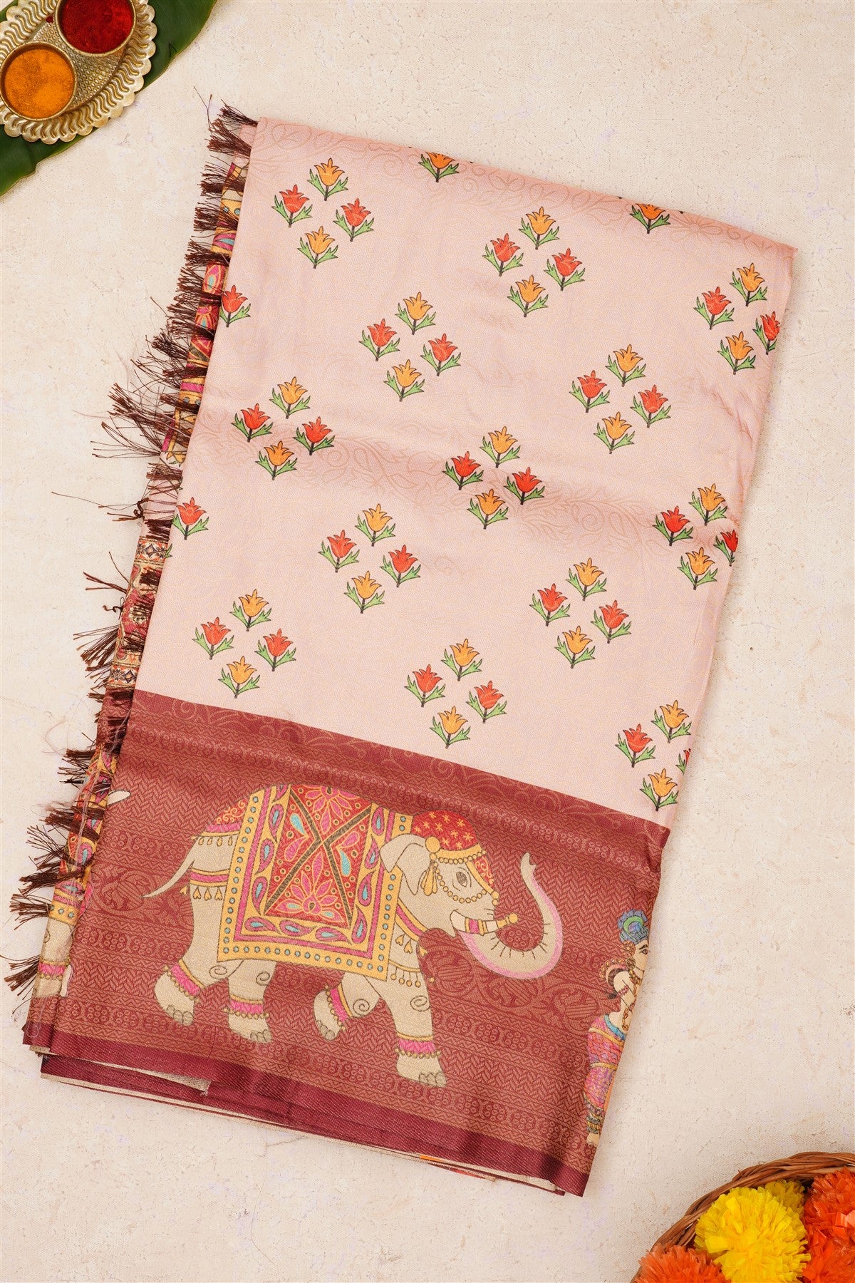 Fancy Soft Silk Light Pink Saree