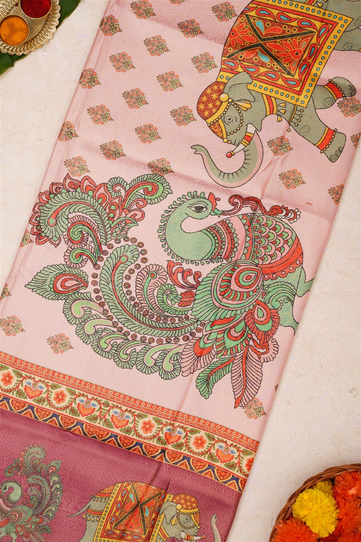 Fancy Soft Silk Light Pink Saree